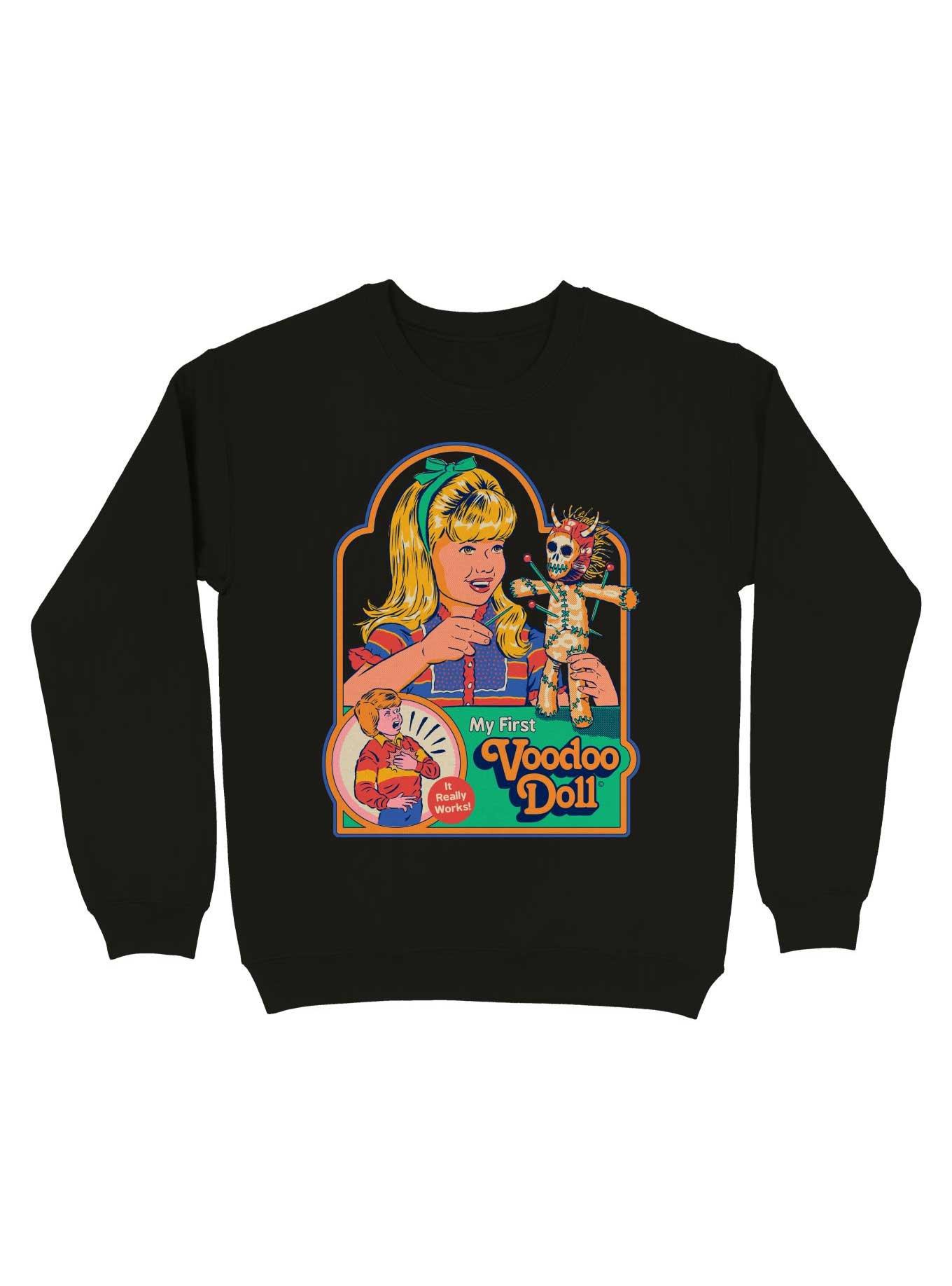 My First Voodoo Doll Sweatshirt By Steven Rhodes, BLACK, hi-res