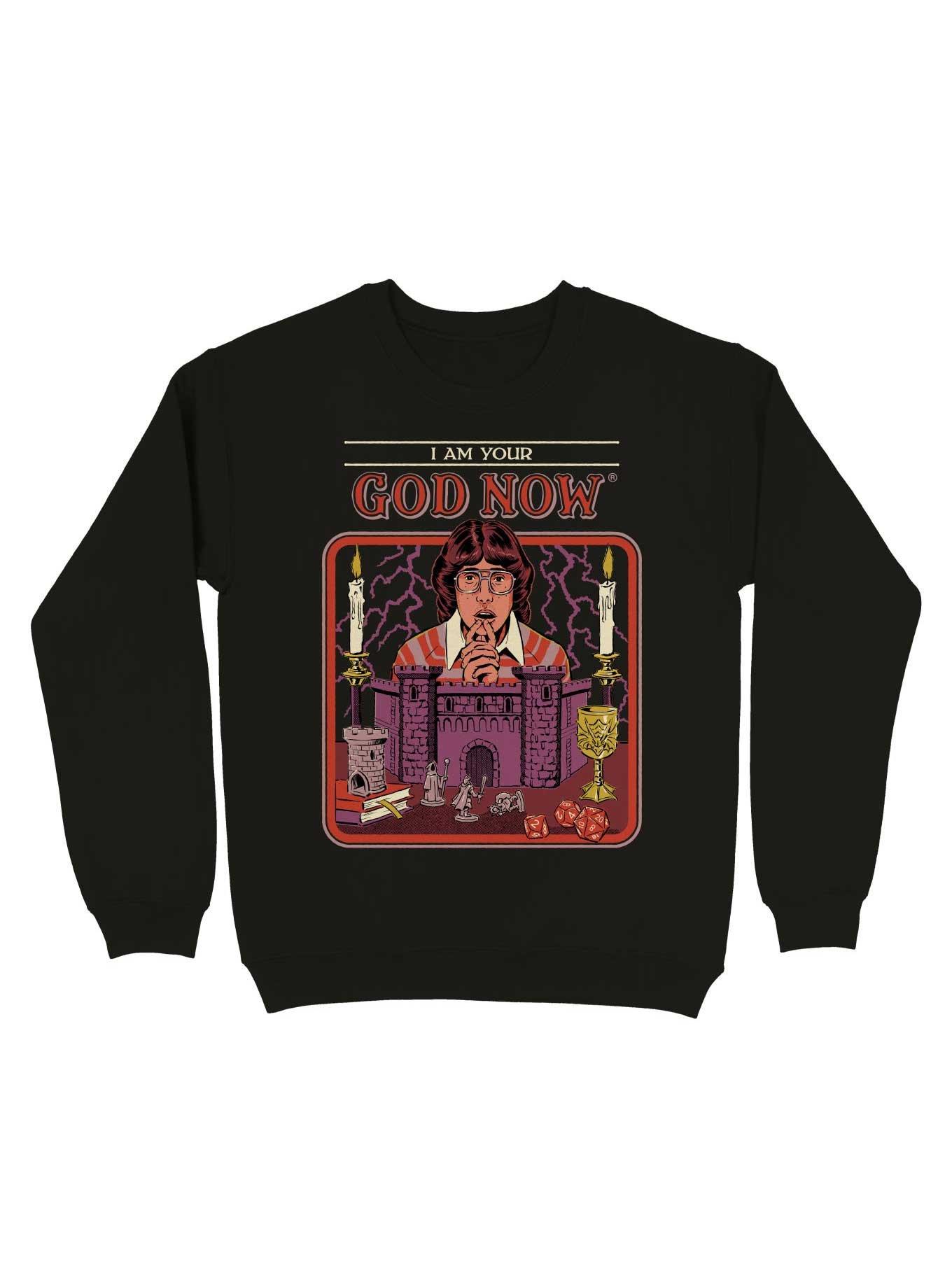 I Am Your God Now Sweatshirt By Steven Rhodes, BLACK, hi-res