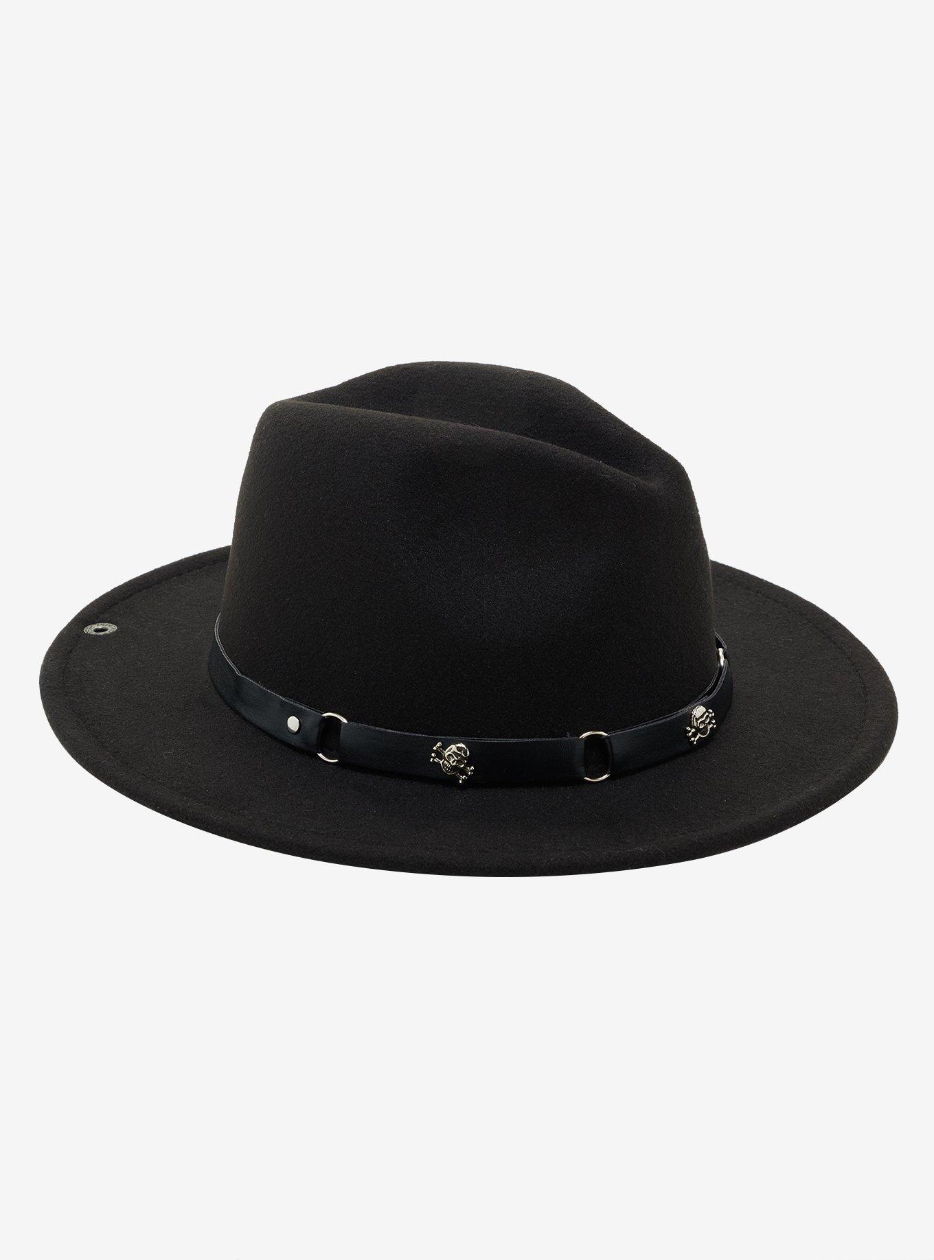 Black Skull O-Ring Fedora, , hi-res