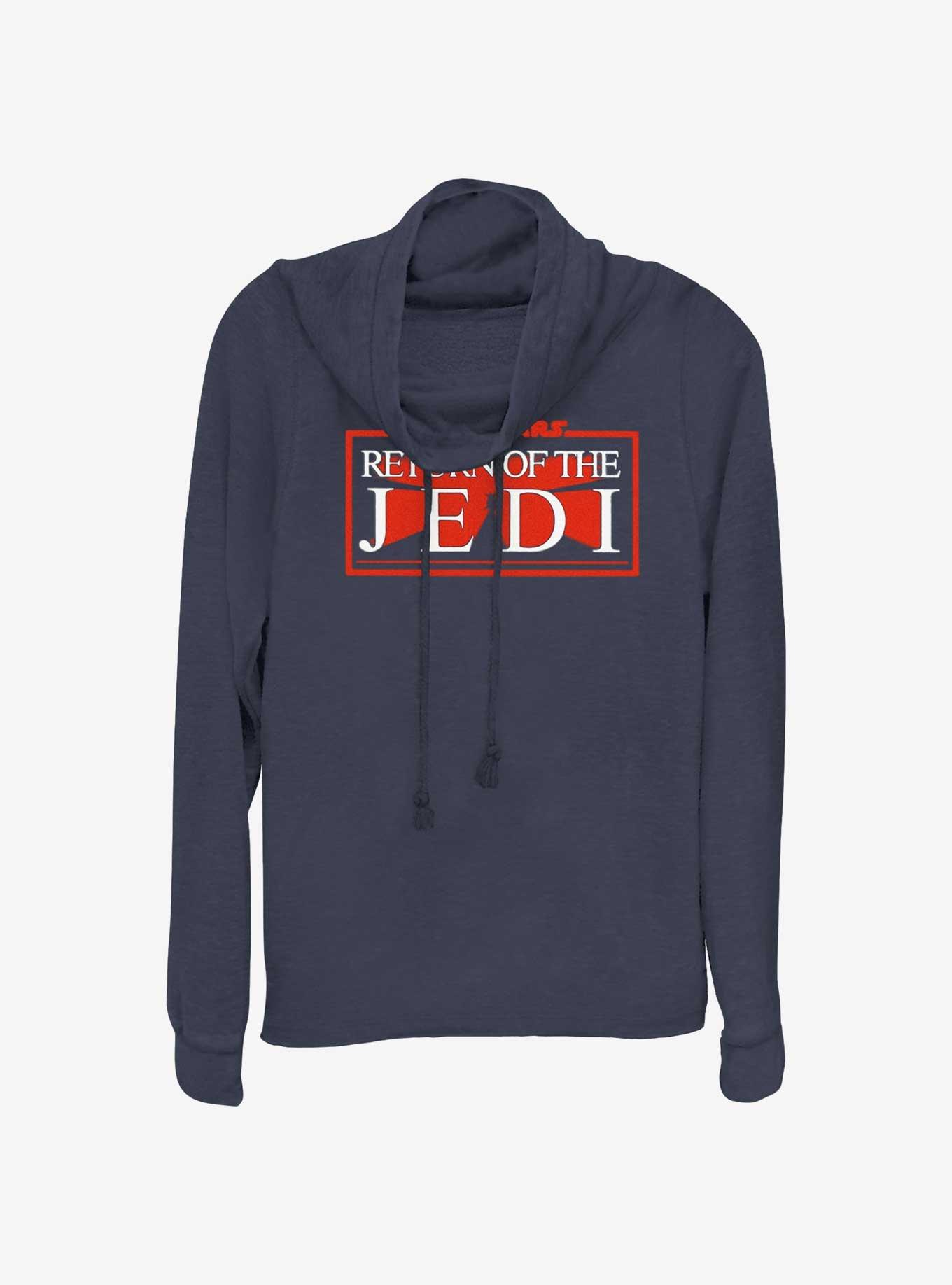 Star Wars Return of the Jedi 40th Anniversary Logo Cowl Neck Long-Sleeve Top, NAVY, hi-res