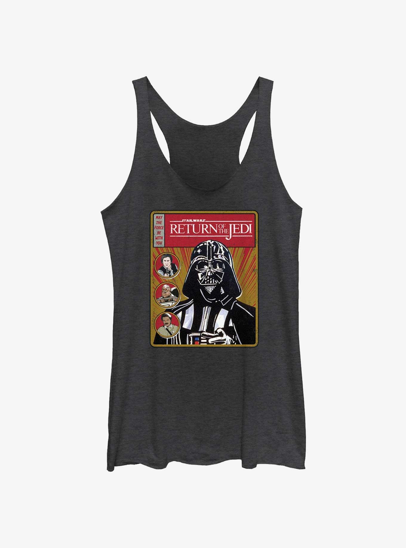 Star Wars Return of the Jedi 40th Anniversary Darth Vader Cover Girls Tank, BLK HTR, hi-res