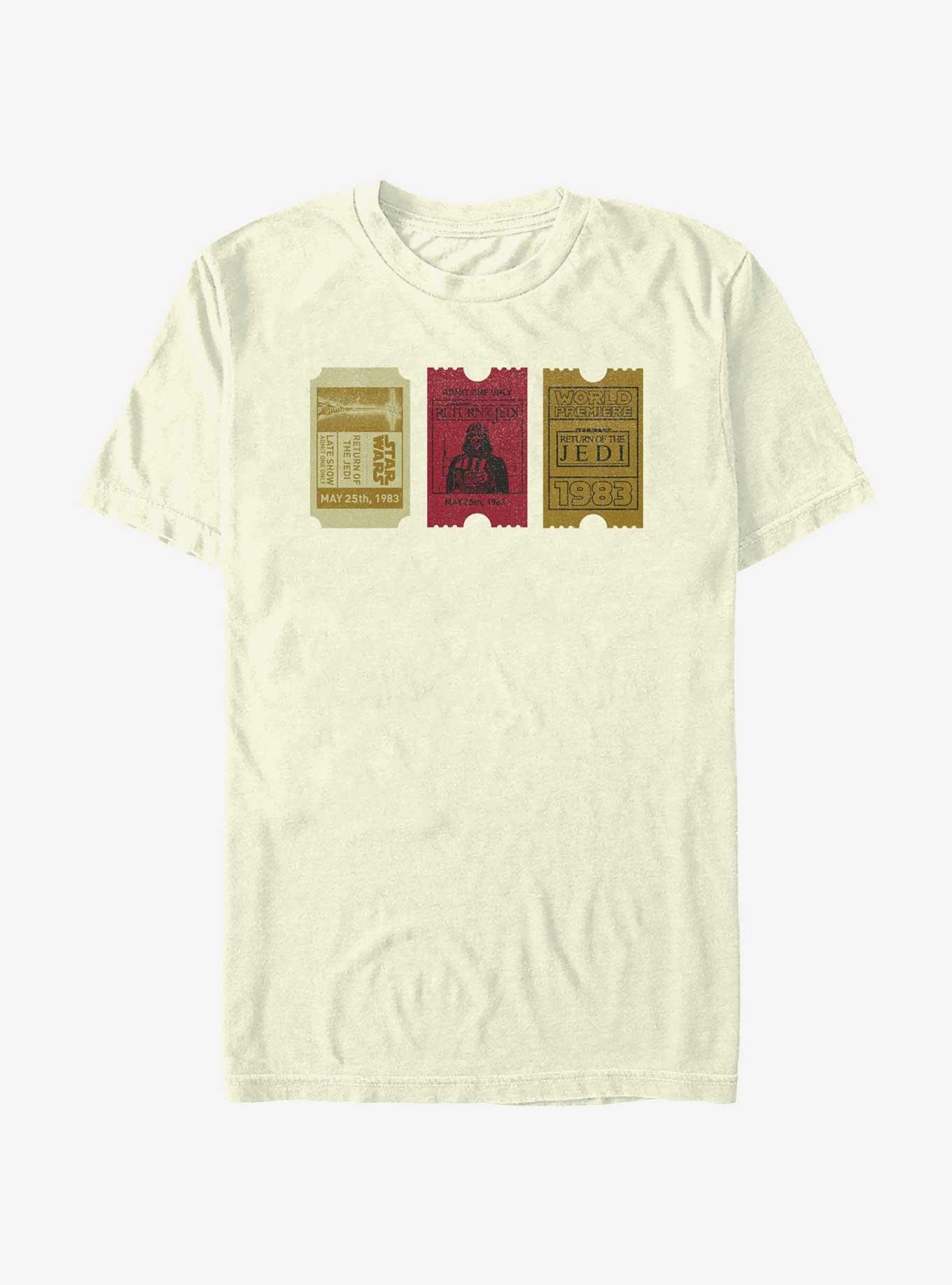 Star Wars Return of the Jedi 40th Anniversary Ticket Stubs T-Shirt, NATURAL, hi-res