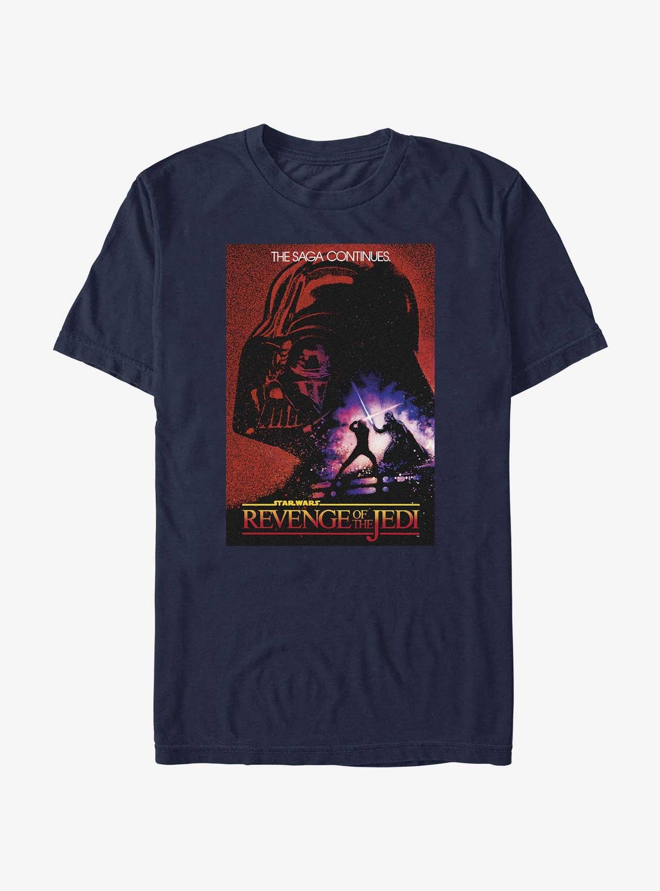 Star Wars Revenge of the Jedi 40th Anniversary The Saga Continues T-Shirt, NAVY, hi-res