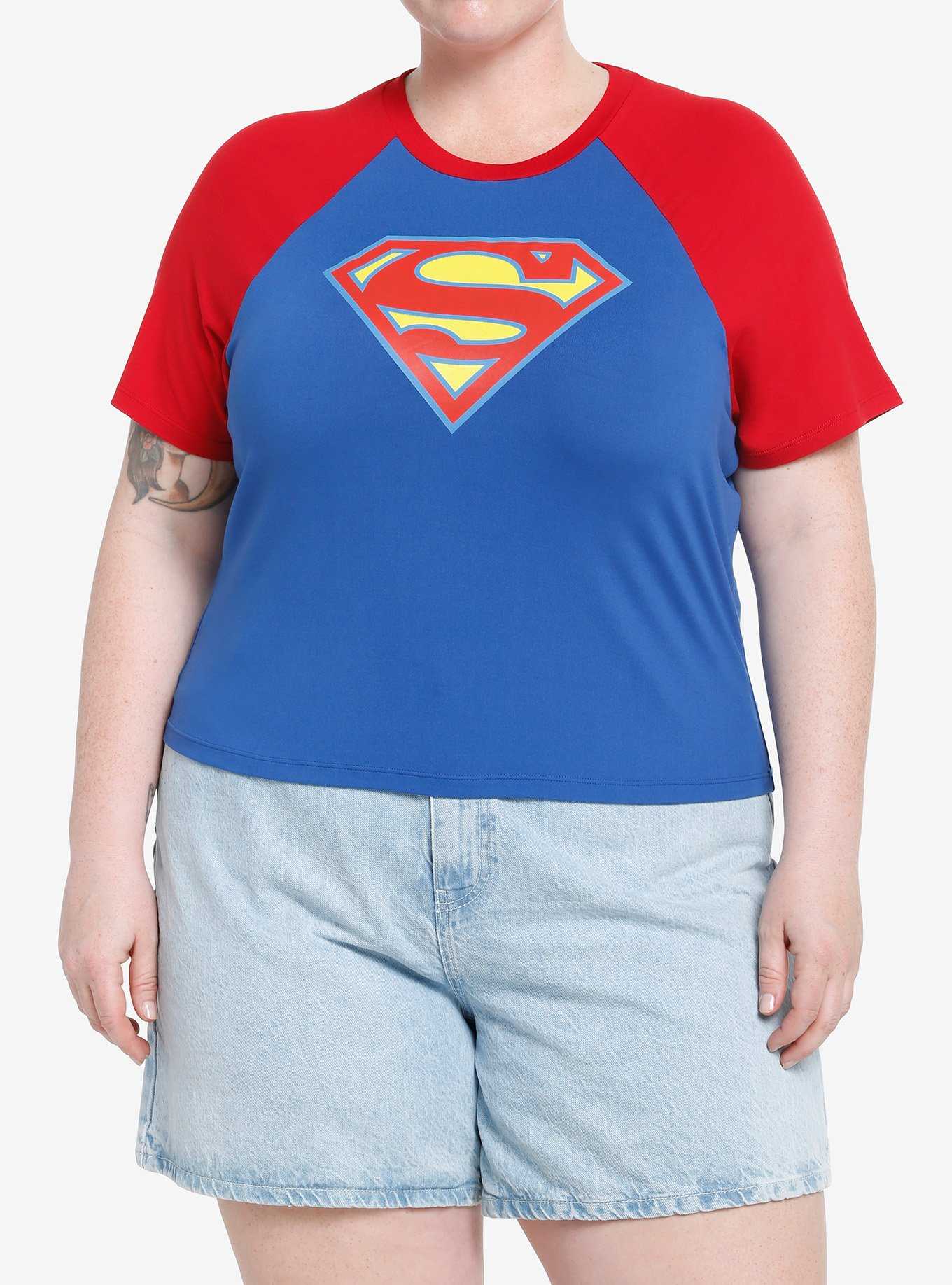 DC Comics The Flash Supergirl Logo Girls Raglan T-Shirt Plus Size, , hi-res
