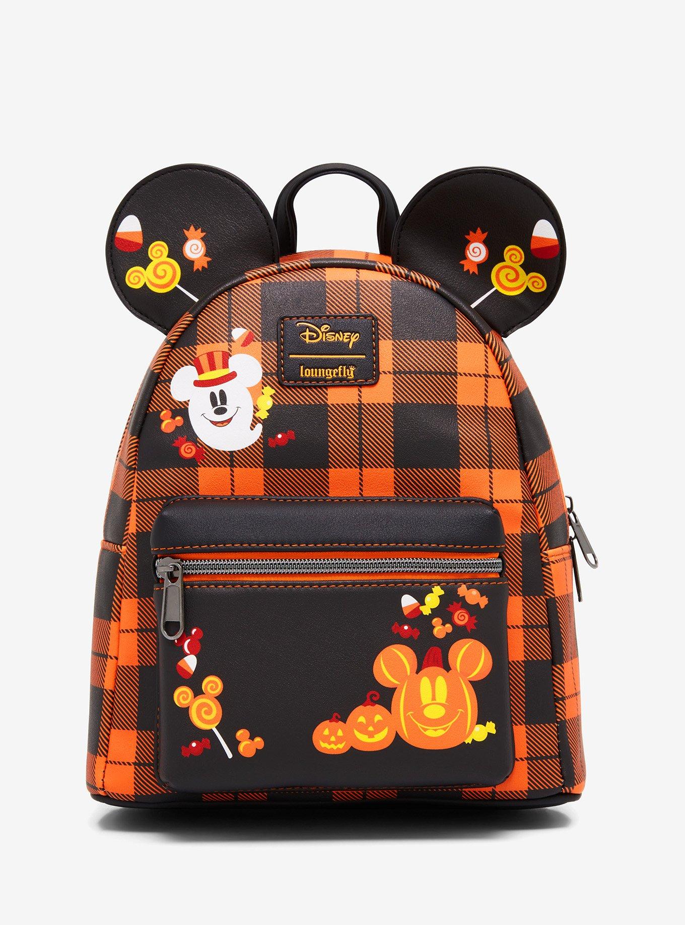 Loungefly Disney Halloween Plaid Mickey Mouse Ears Mini Backpack