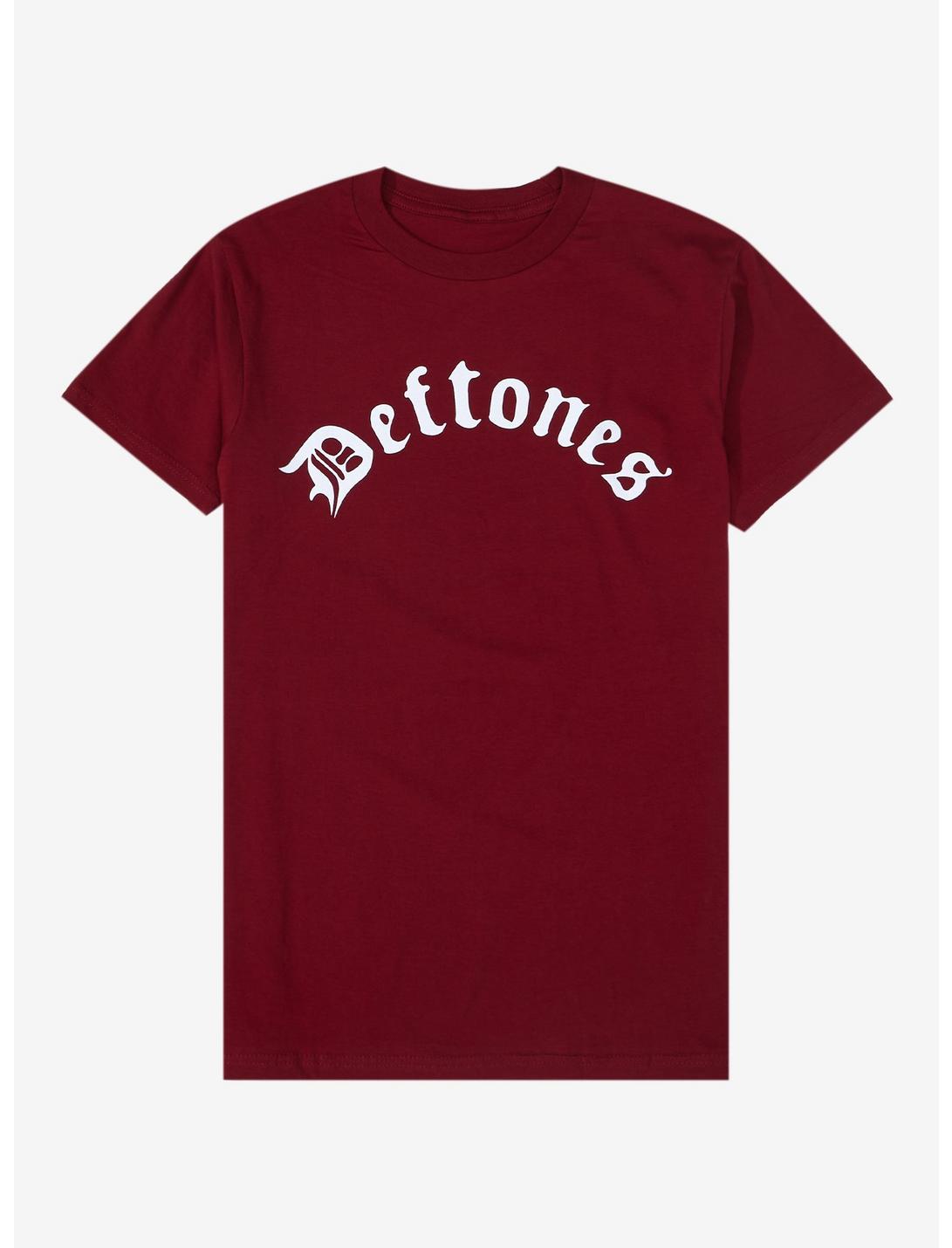 Deftones Text Logo T-Shirt, MAROON, hi-res
