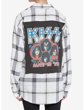 KISS Alive In '77 Back Patch Girls Flannel Button-Up, , hi-res