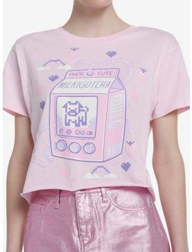 Kawaii Milk Virtual Pet Girls Crop T-Shirt, , hi-res