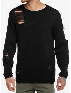 Black Destructed Sweater, , hi-res