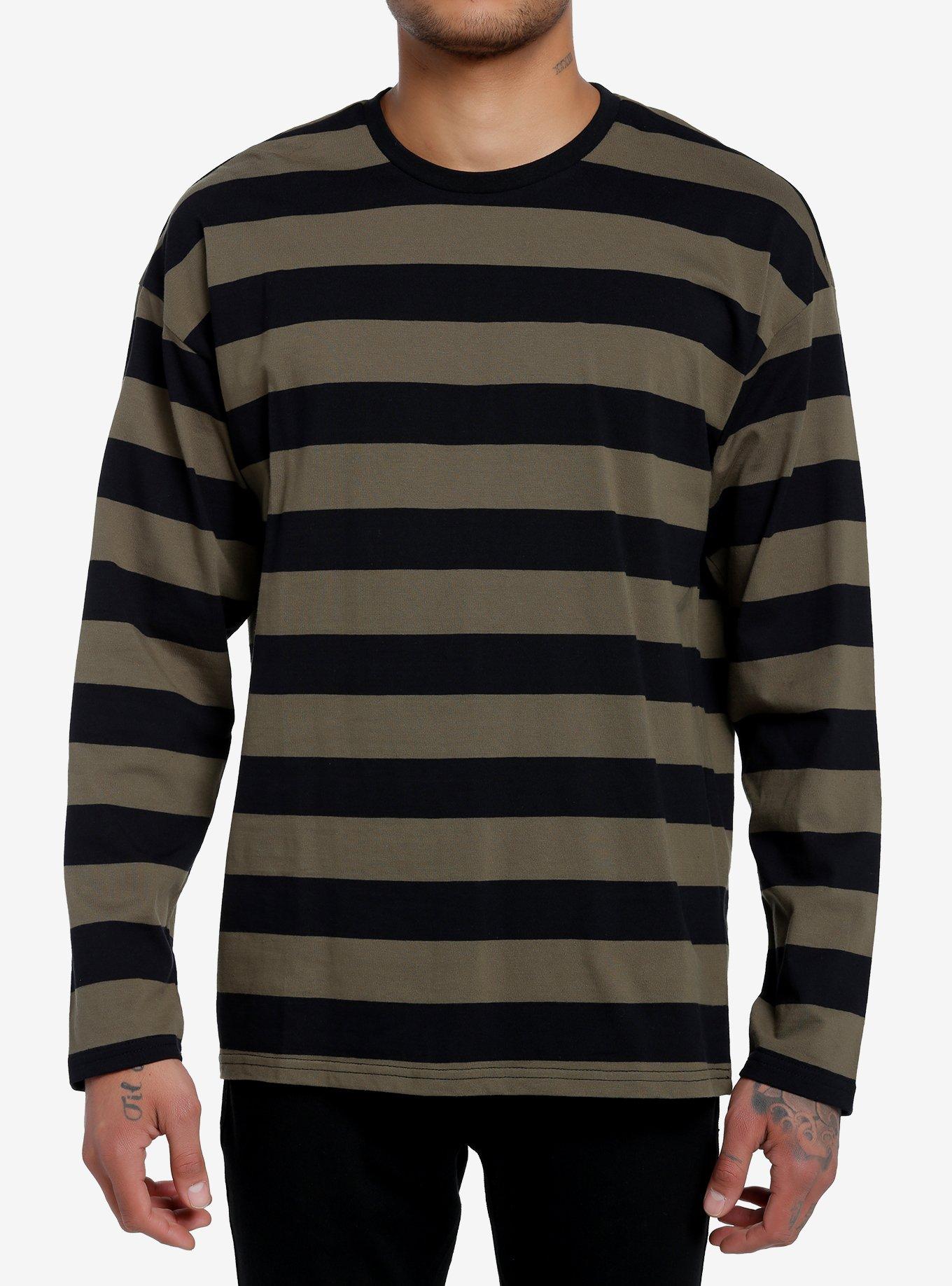 Social Collision Olive & Black Stripe Long-Sleeve T-Shirt | Hot Topic