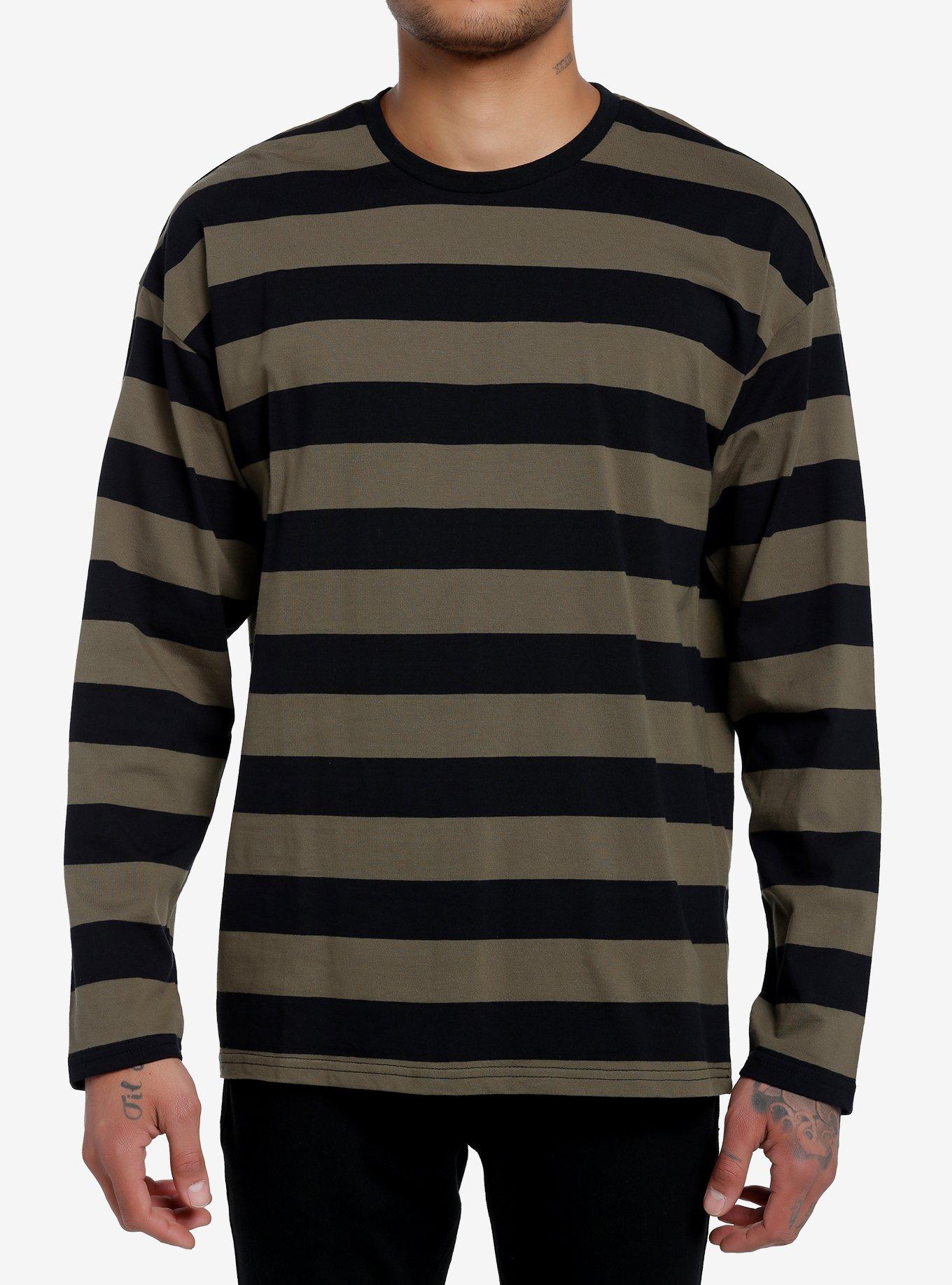 Social Collision Olive & Black Stripe Long-Sleeve T-Shirt