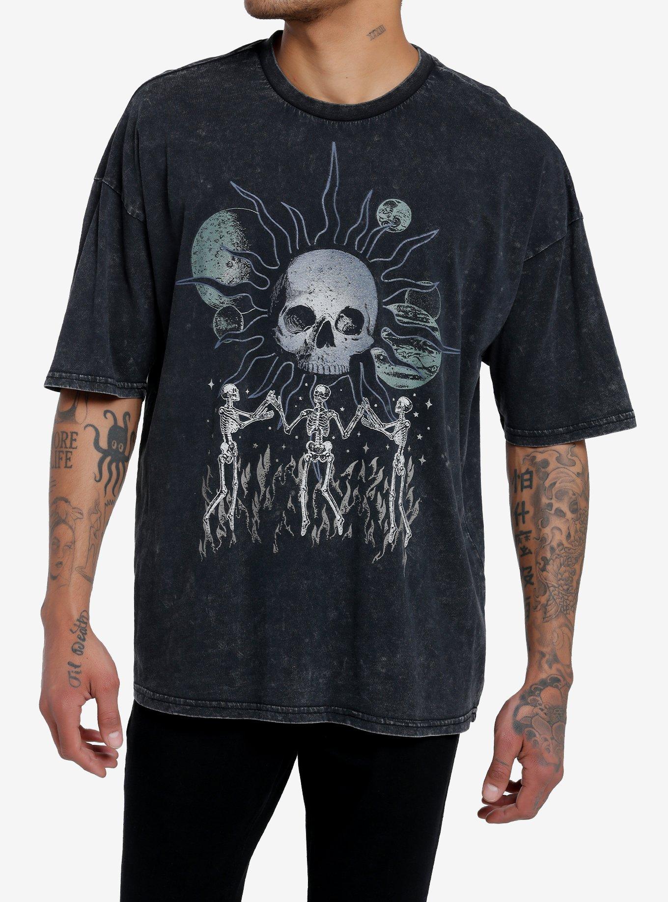 Women's Lost Gods Halloween Sugar Skull T-Shirt - Navy Blue - Medium