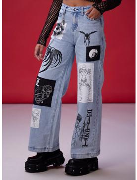 Death Note Patch Chain Wide Leg Jeans, , hi-res