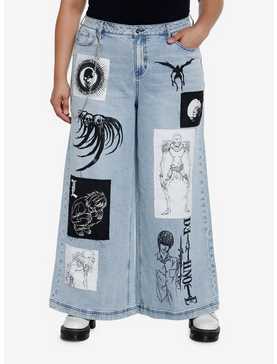 Death Note Patch Chain Wide Leg Jeans Plus Size, , hi-res