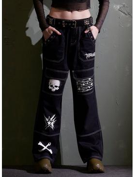 Black Punk Icons Wide Leg Pants, , hi-res