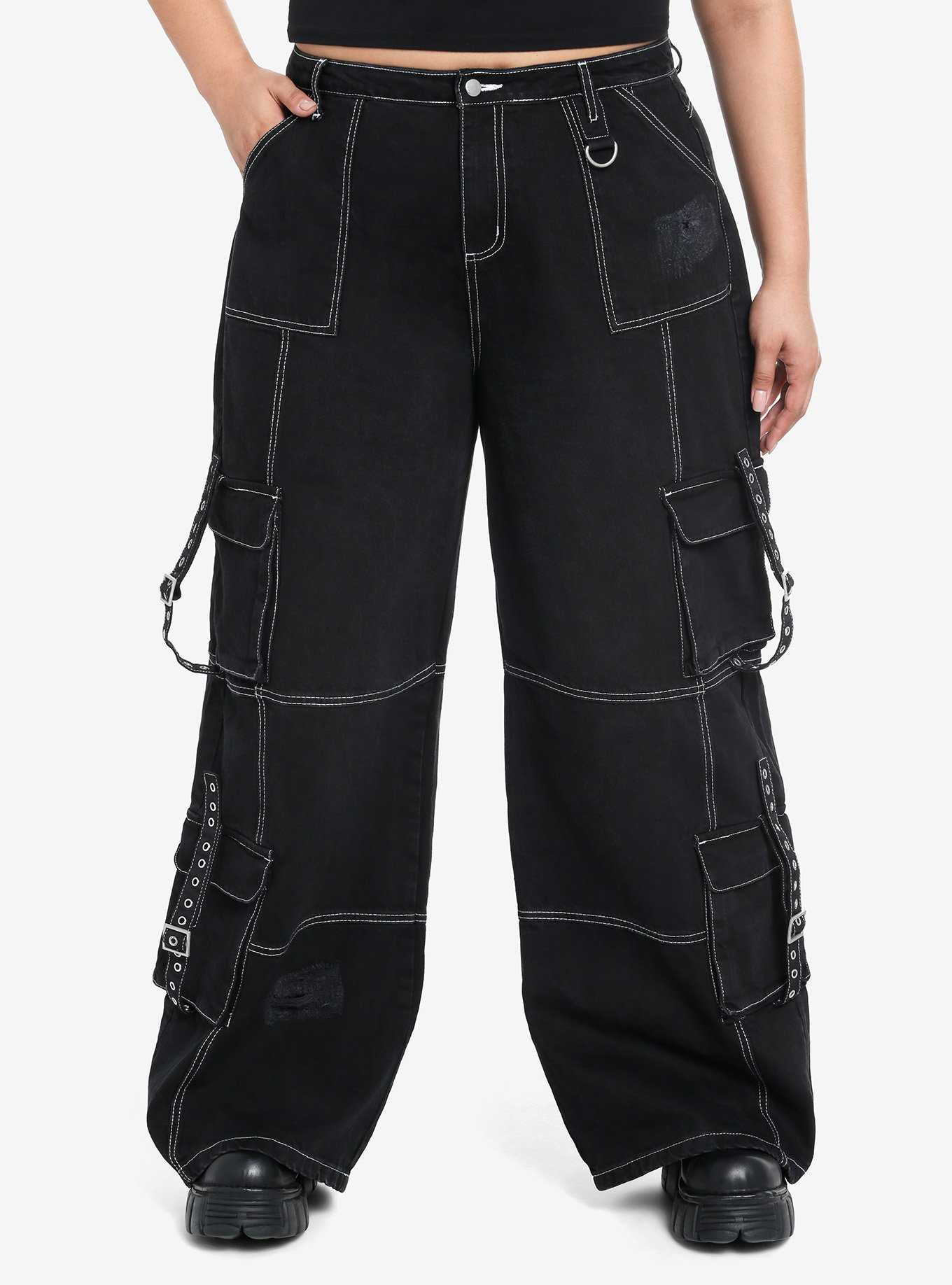Black Low Rise Flare Denim Pants Plus Size