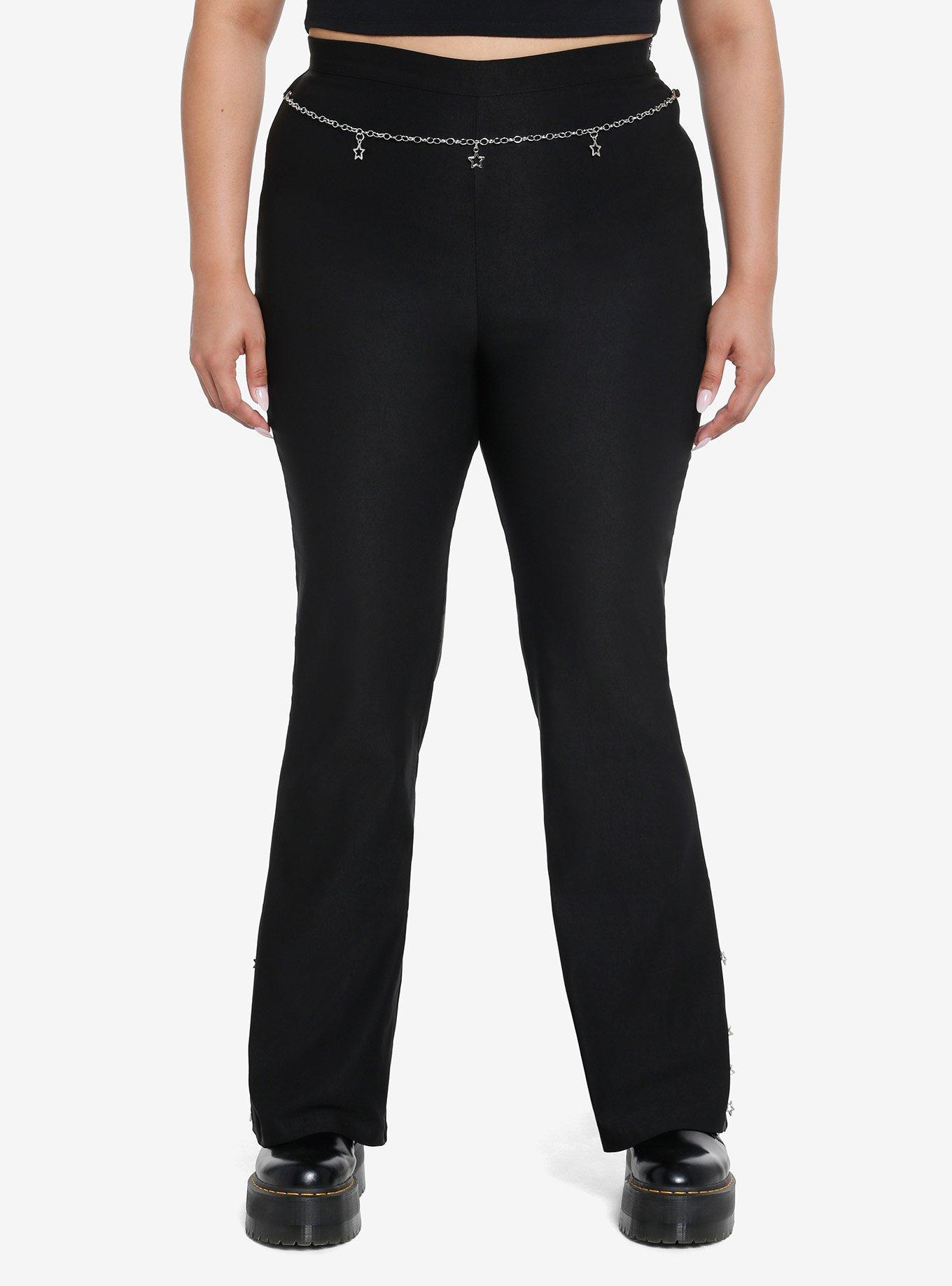 Star Chain Flare Leggings Plus Size, BLACK, hi-res