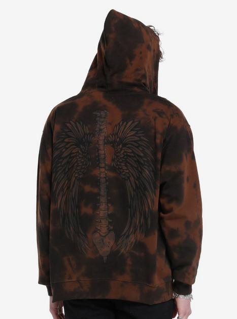Skeleton Wings Brown Tie-Dye Hoodie Hot Topic