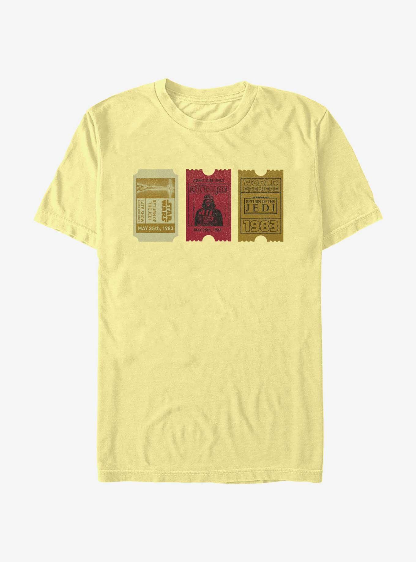 Star Wars Return Of The Jedi Movie Ticket Stubs Print T-Shirt, BANANA, hi-res