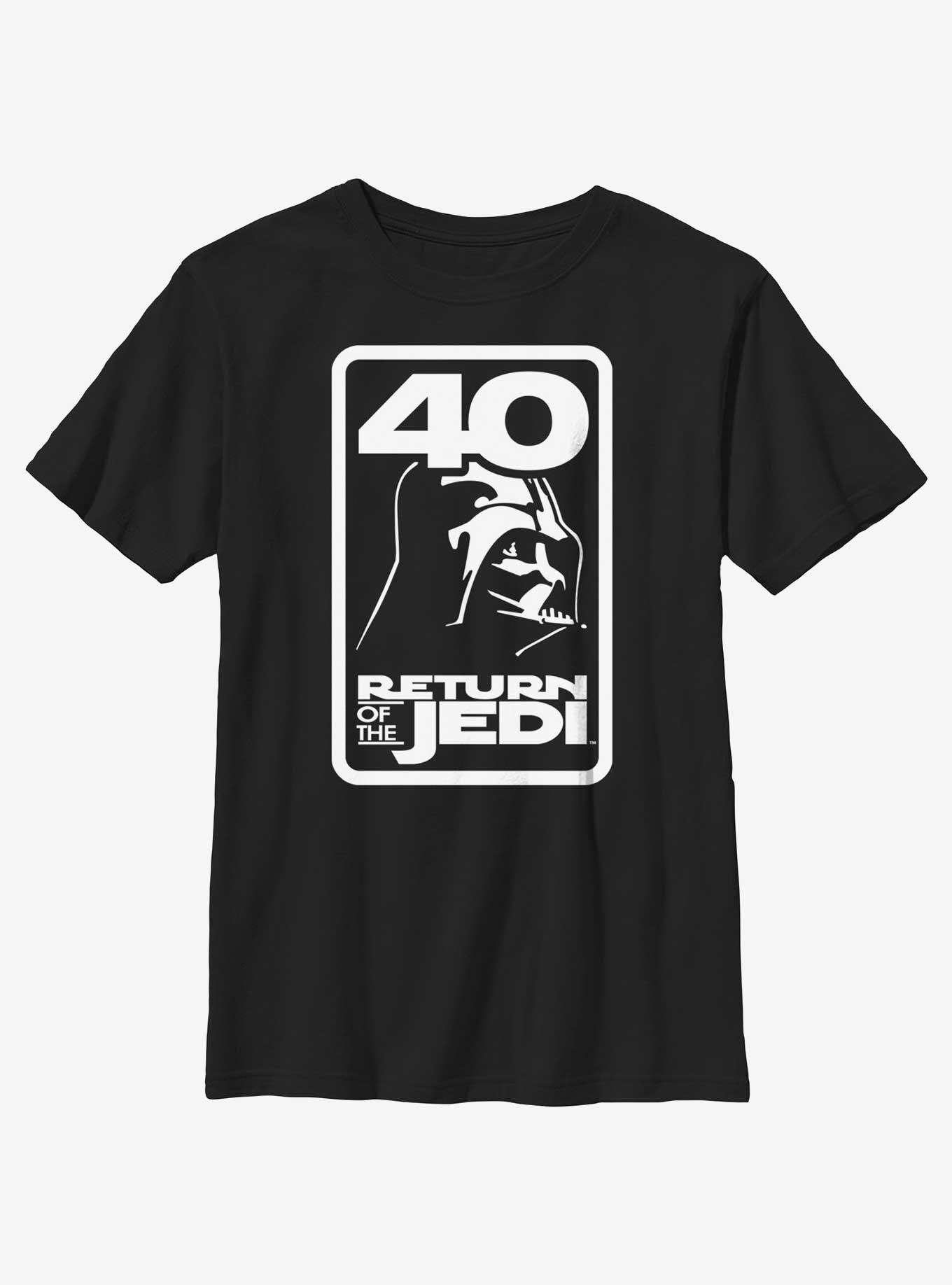 Star Wars Return Of The Jedi 40th Anniversary Badge Youth T-Shirt, BLACK, hi-res