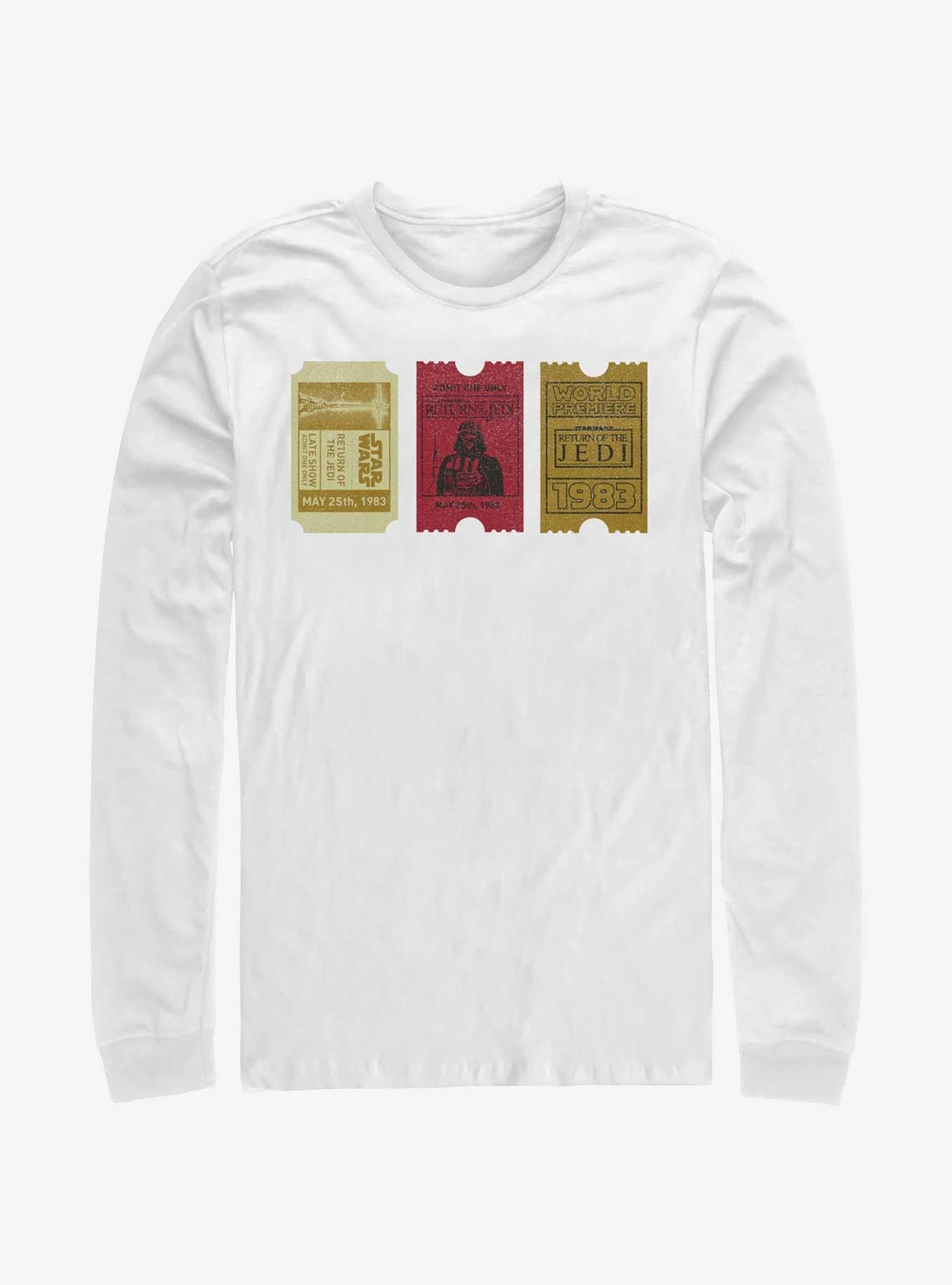 Star Wars Return Of The Jedi Movie Ticket Stubs Print Long-Sleeve T-Shirt, WHITE, hi-res
