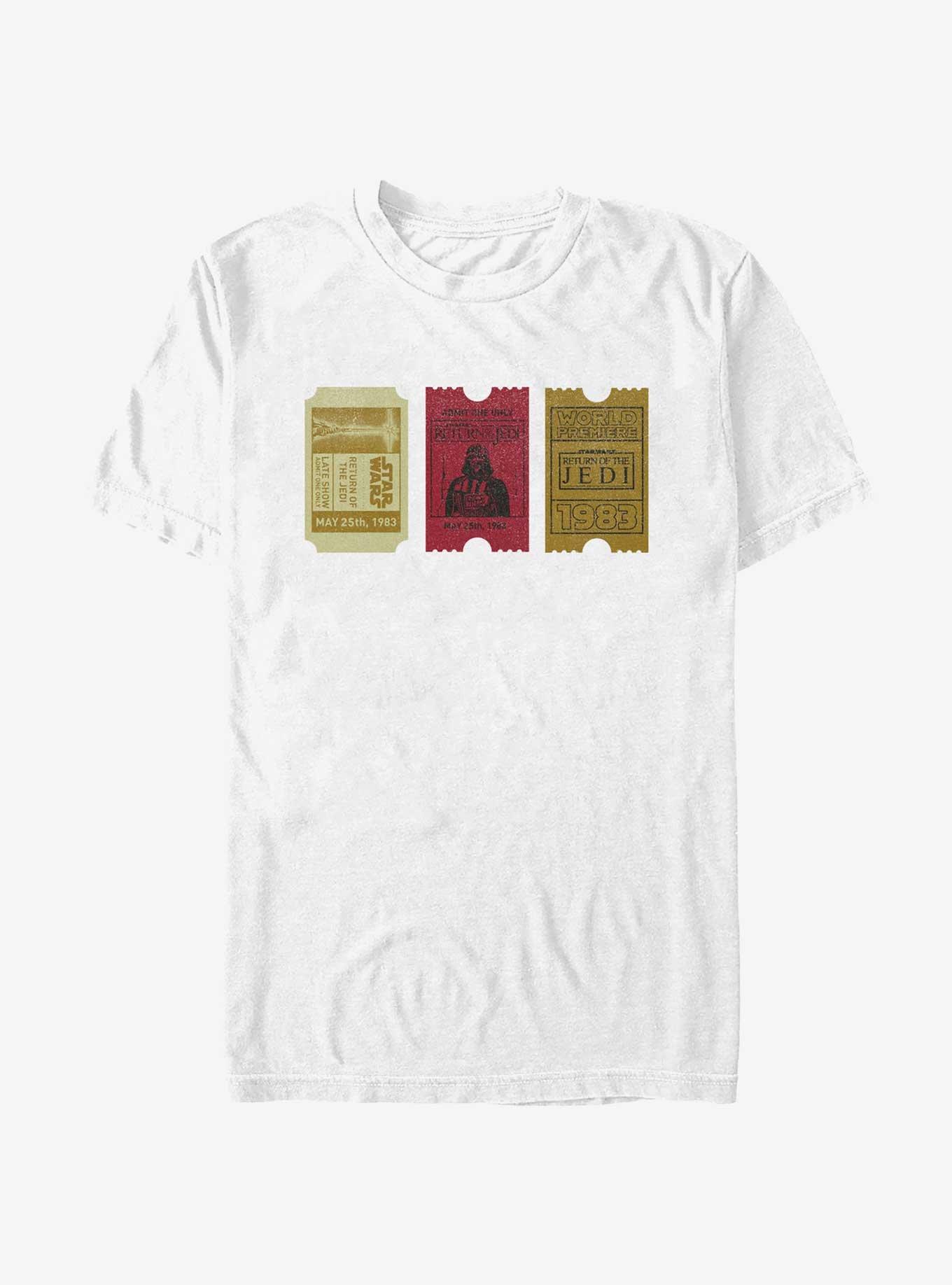 Star Wars Return Of The Jedi Movie Ticket Stubs Print T-Shirt, WHITE, hi-res