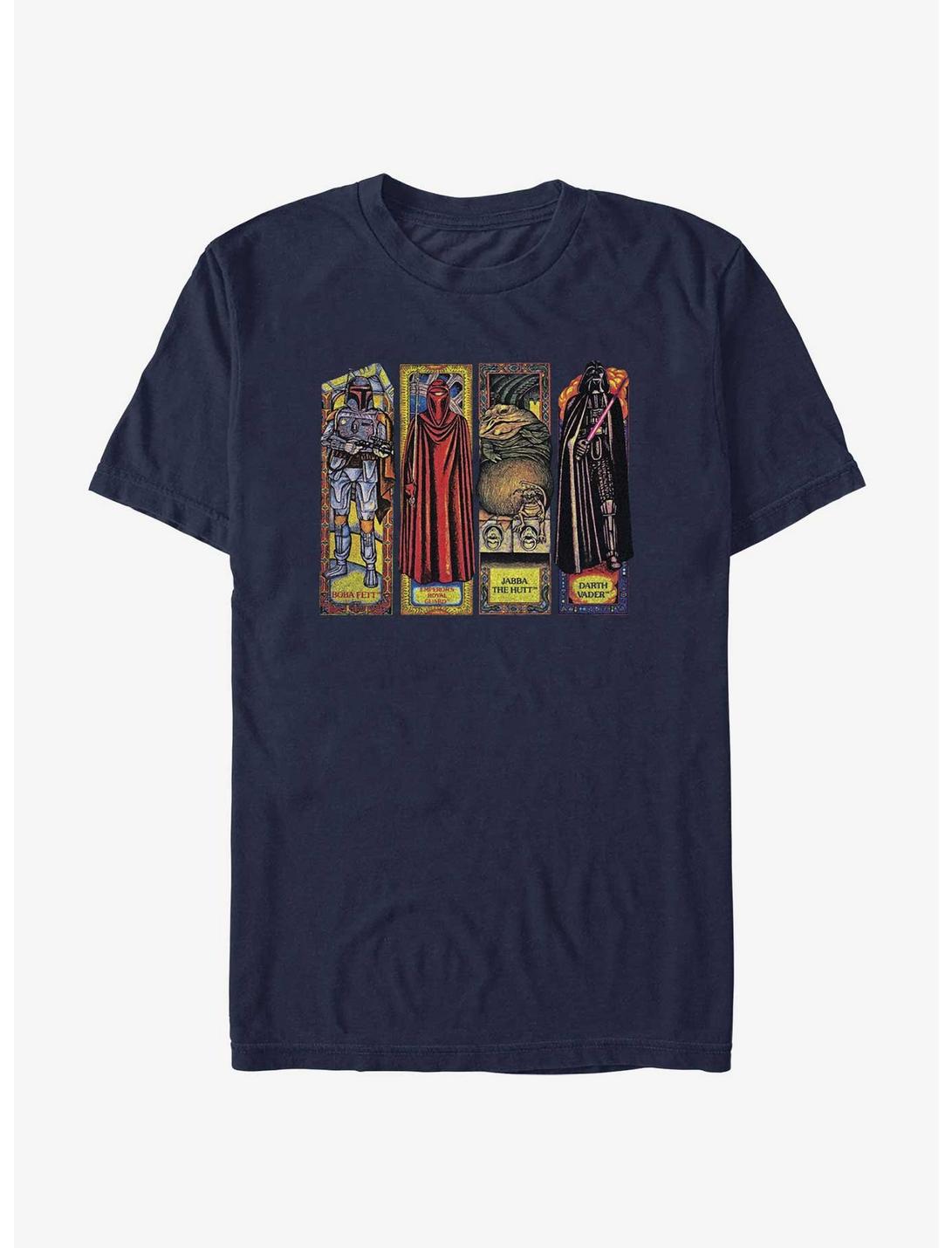 Star Wars Return Of The Jedi Stained Glass Character PanelsT-Shirt, NAVY, hi-res