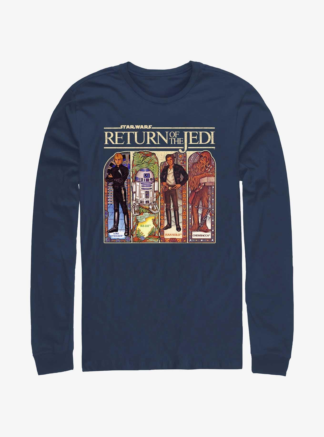 Star Wars Return Of The Jedi Stained Glass Characters Long-Sleeve T-Shirt, NAVY, hi-res