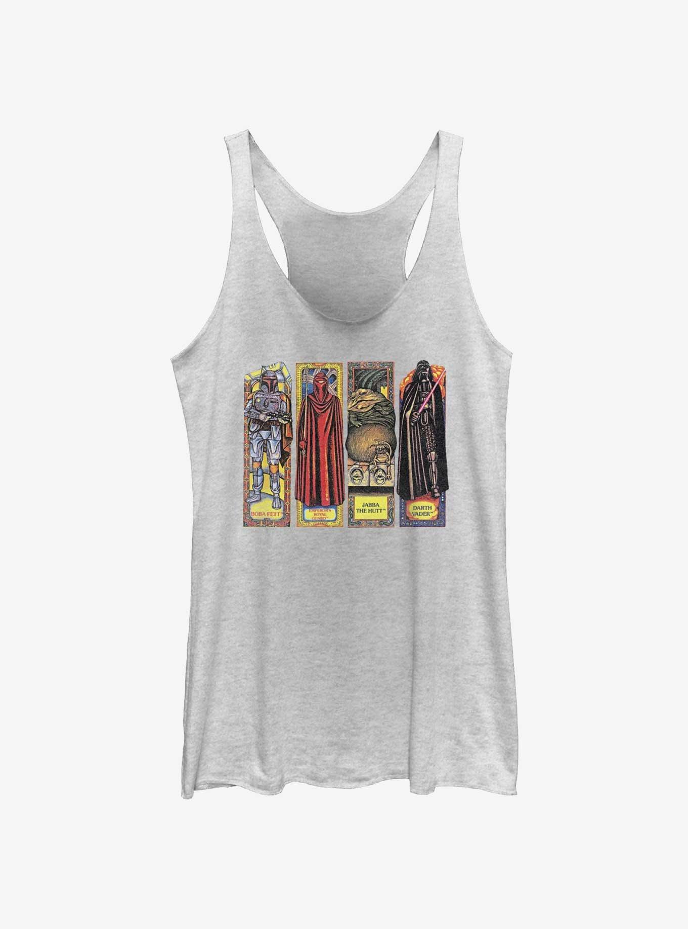 Star Wars Return Of The Jedi Stained Glass Character PanelsWomens Tank Top, WHITE HTR, hi-res