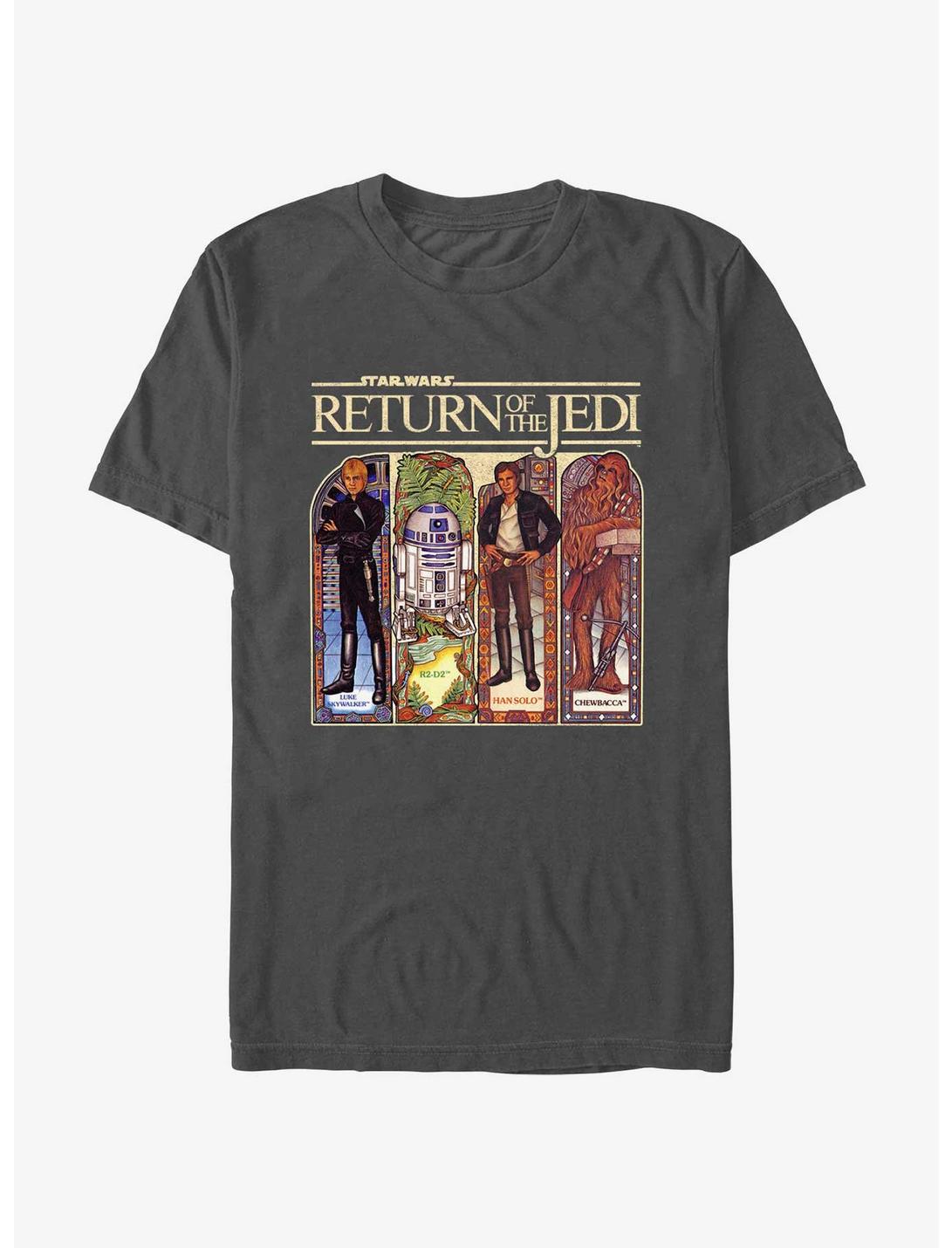 Star Wars Return Of The Jedi Stained Glass Characters T-Shirt, CHARCOAL, hi-res