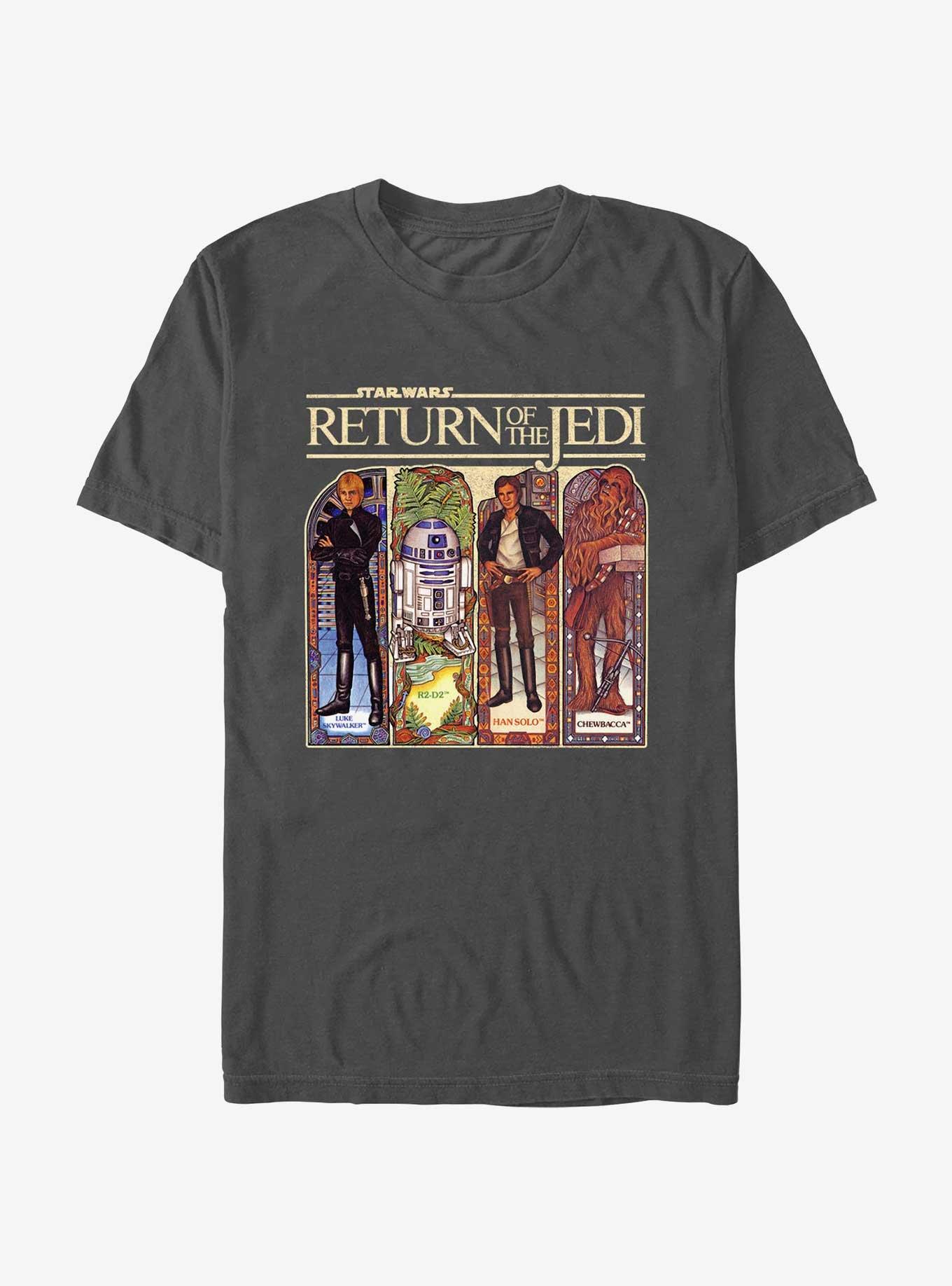Star Wars Return Of The Jedi Stained Glass Characters T-Shirt, CHARCOAL, hi-res
