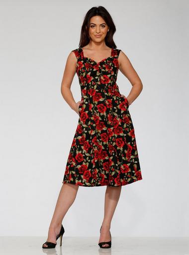 hot topic red dress Hot Topic Women's Red Roses Lace Front Bodice Mini Dress Red Black Size  Medium