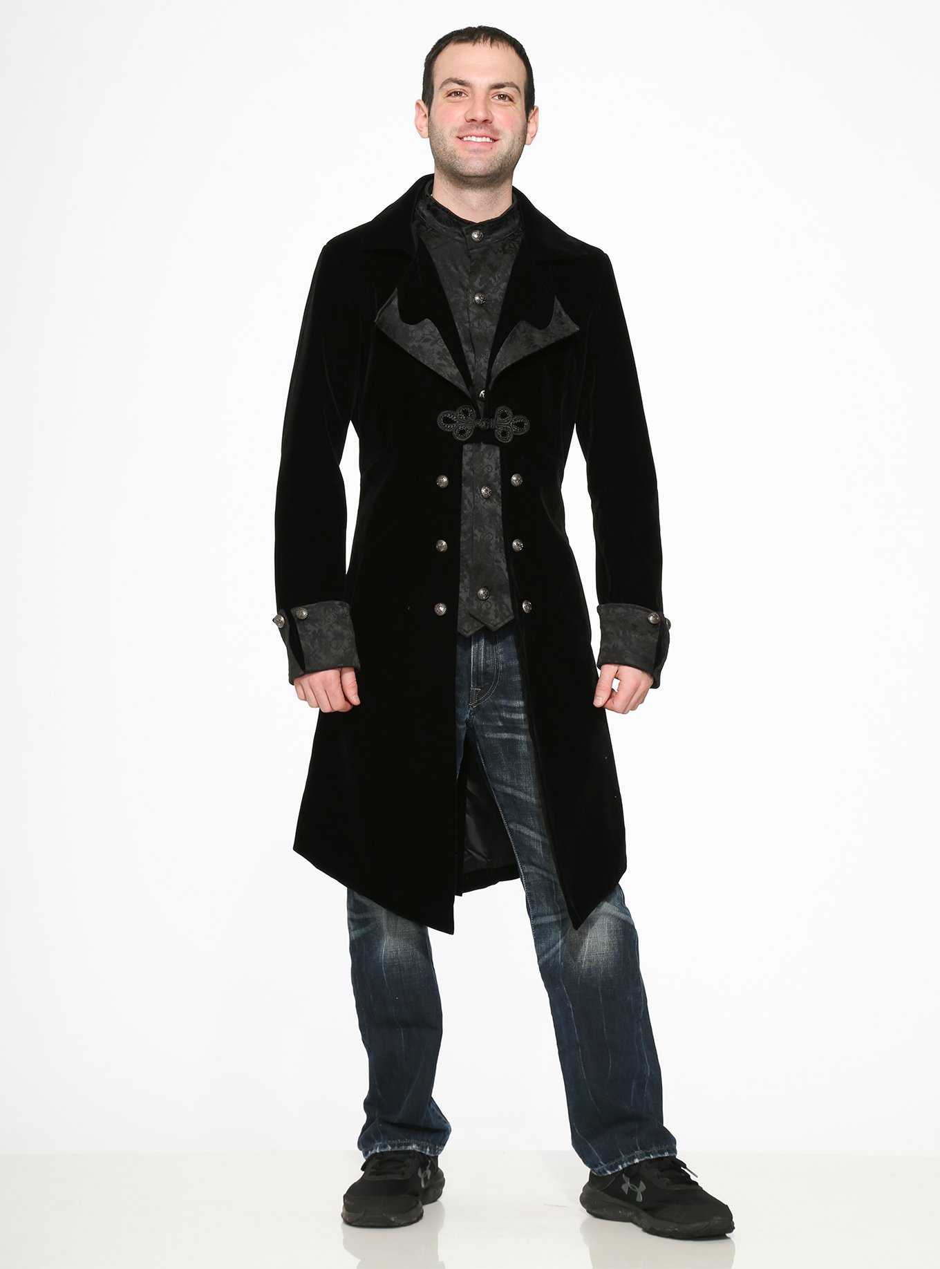 Black Velvet Mens Coat, , hi-res