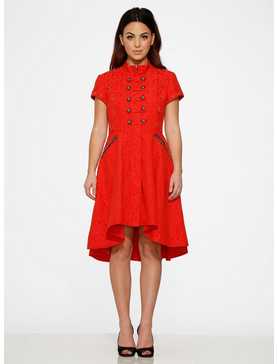 Red Jacquard HiLo Dress, , hi-res