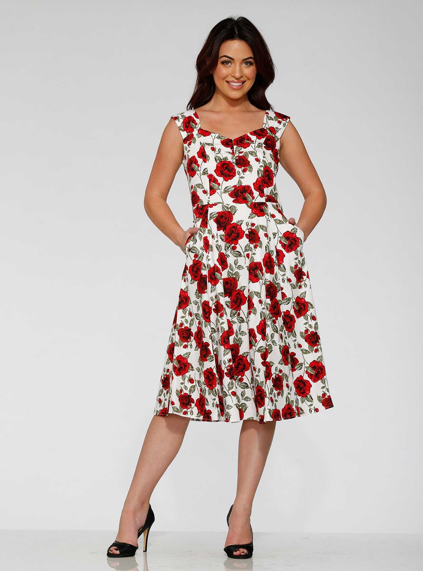 White Red Rose Dress, , hi-res