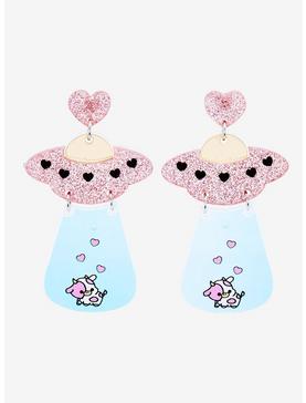 Chibi Cow Abduction Acrylic Statement Earrings - BoxLunch Exclusive , , hi-res