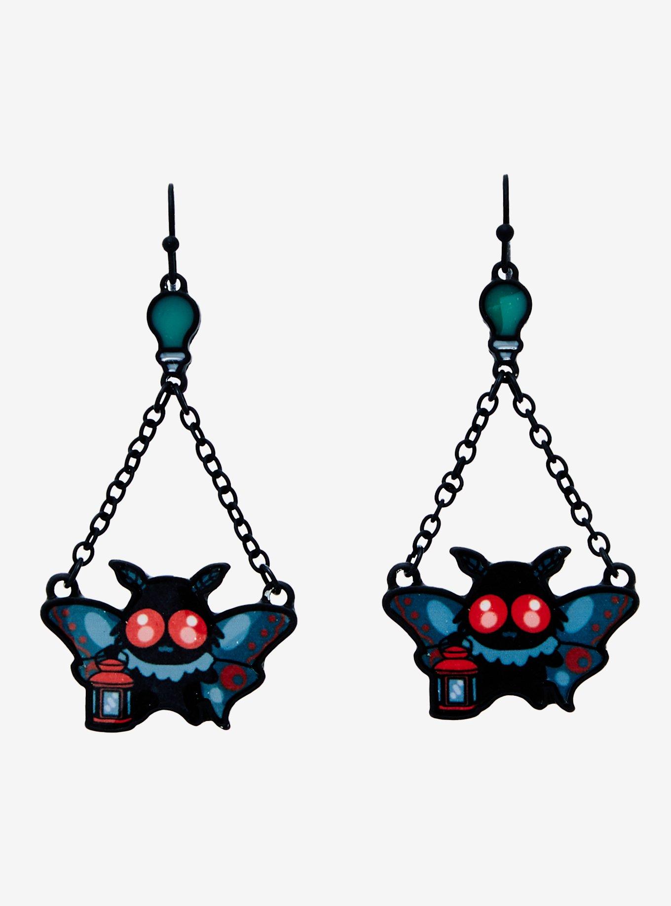 Chibi Mothman Glow-in-the-Dark Statement Earrings - BoxLunch Exclusive, , hi-res