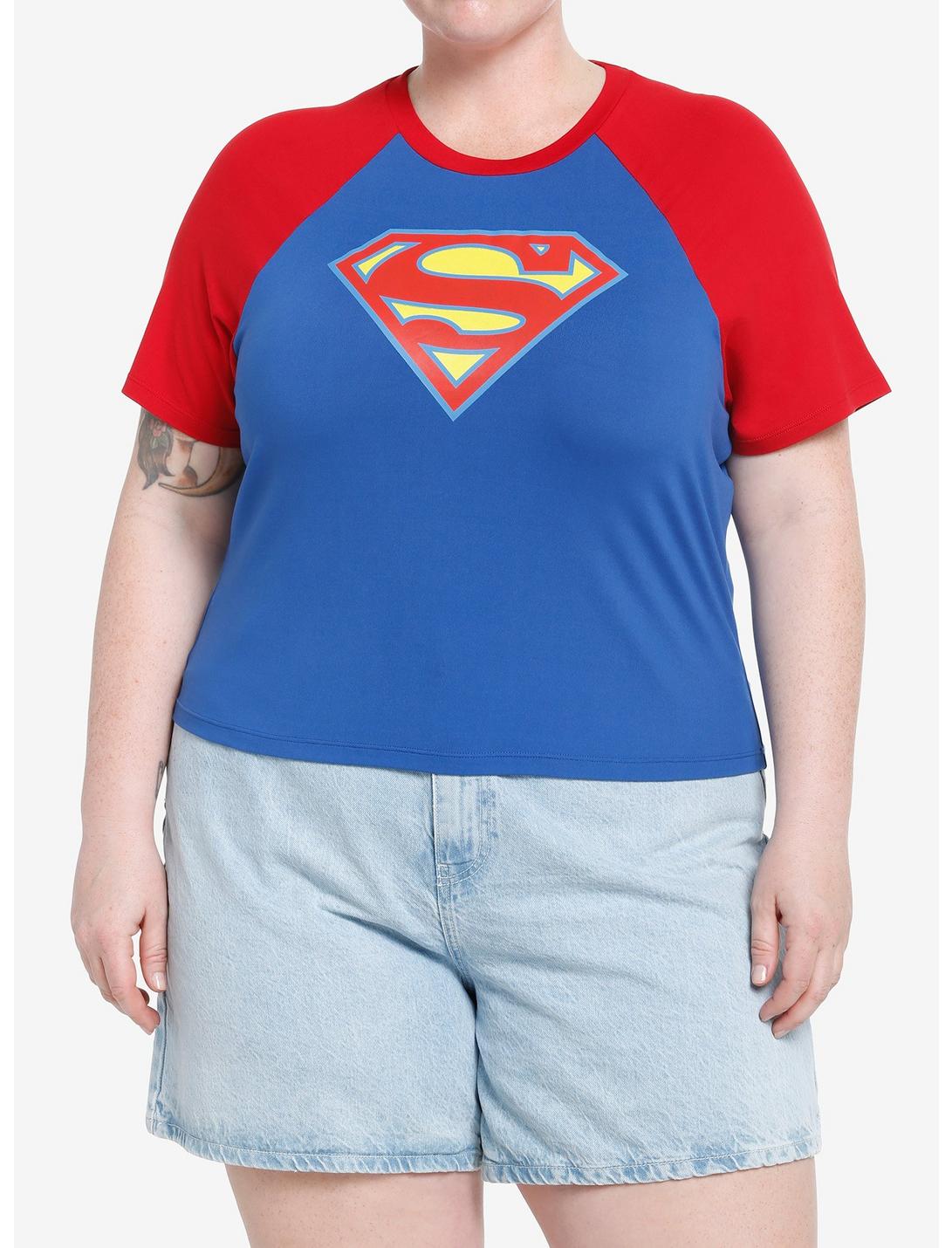 DC Comics The Flash Supergirl Logo Raglan T-Shirt Plus Size, MULTI, hi-res
