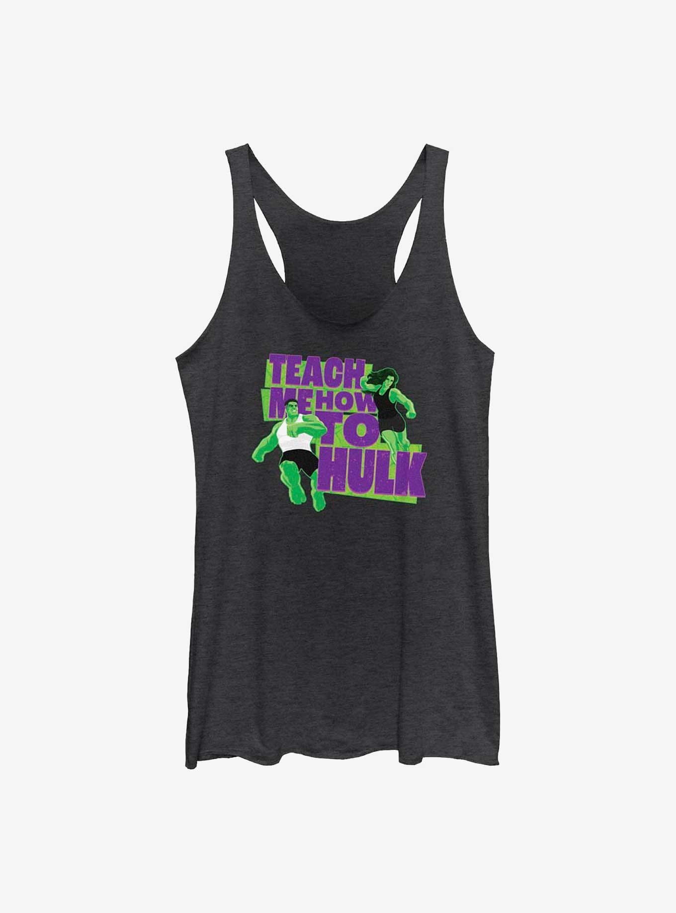 Marvel Hulk And She-Hulk Teach Me How To Hulk Womens Tank Top, BLK HTR, hi-res