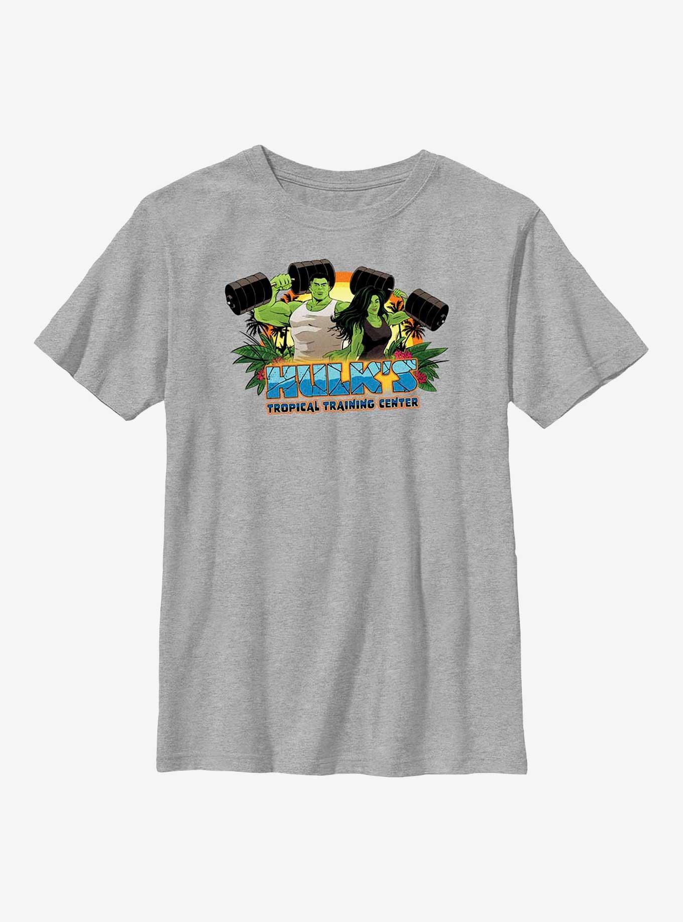 Marvel Hulk And She-Hulk Tropical Training Center Youth T-Shirt, ATH HTR, hi-res