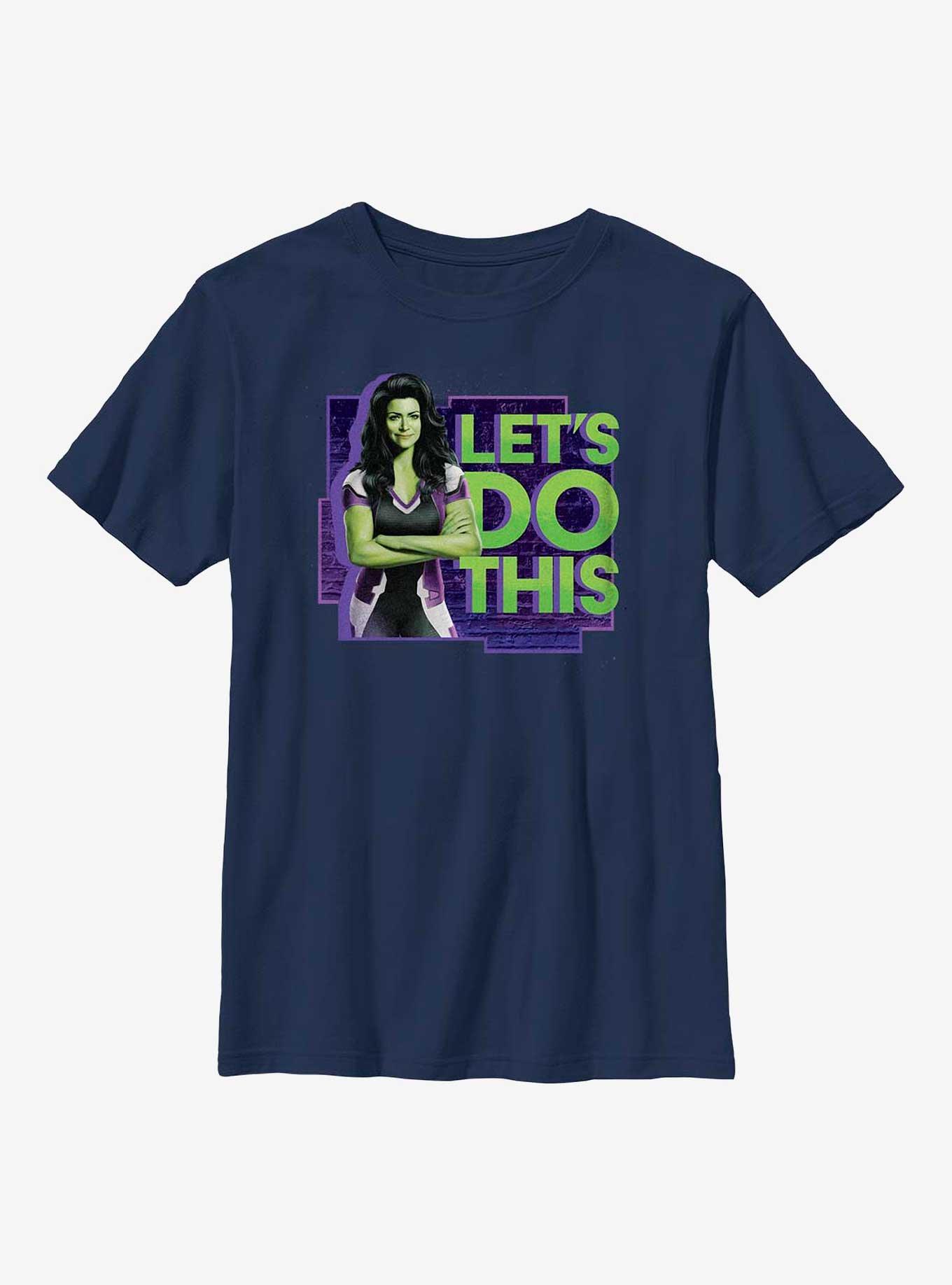 Marvel She-Hulk Let's Do This Youth T-Shirt, NAVY, hi-res