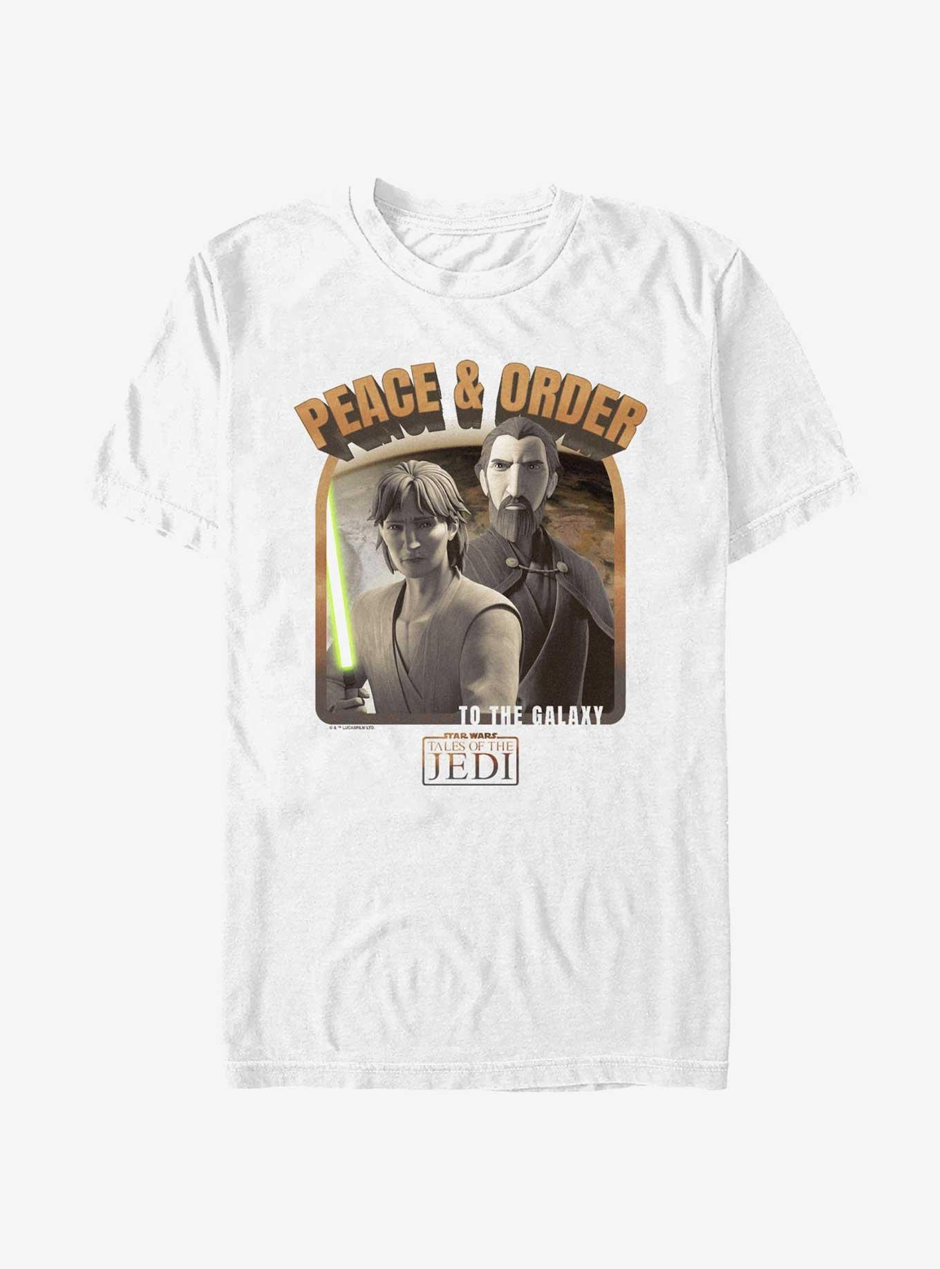 Star Wars: Tales of the Jedi Peace & Order to the Galaxy T-Shirt, WHITE, hi-res