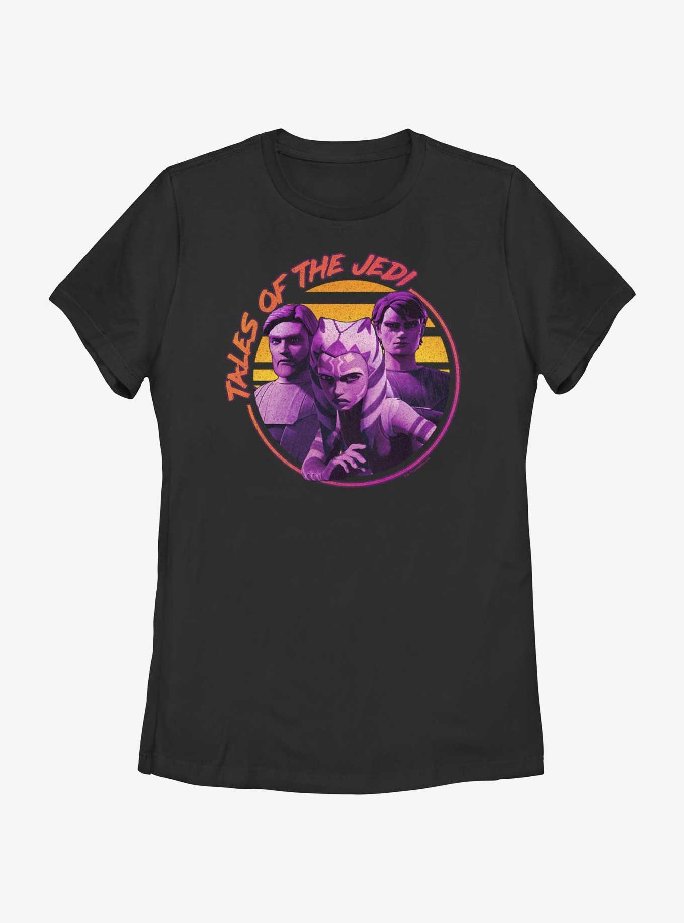 Star Wars: Tales of the Jedi Sunset Tales Ahsoka, Obi-Wan and Anakin Womens T-Shirt, BLACK, hi-res