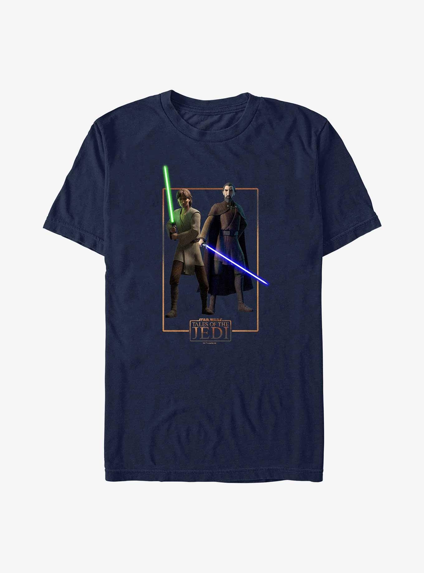 Star Wars: Tales of the Jedi Count Dooku and Qui-Gon Jinn T-Shirt, NAVY, hi-res