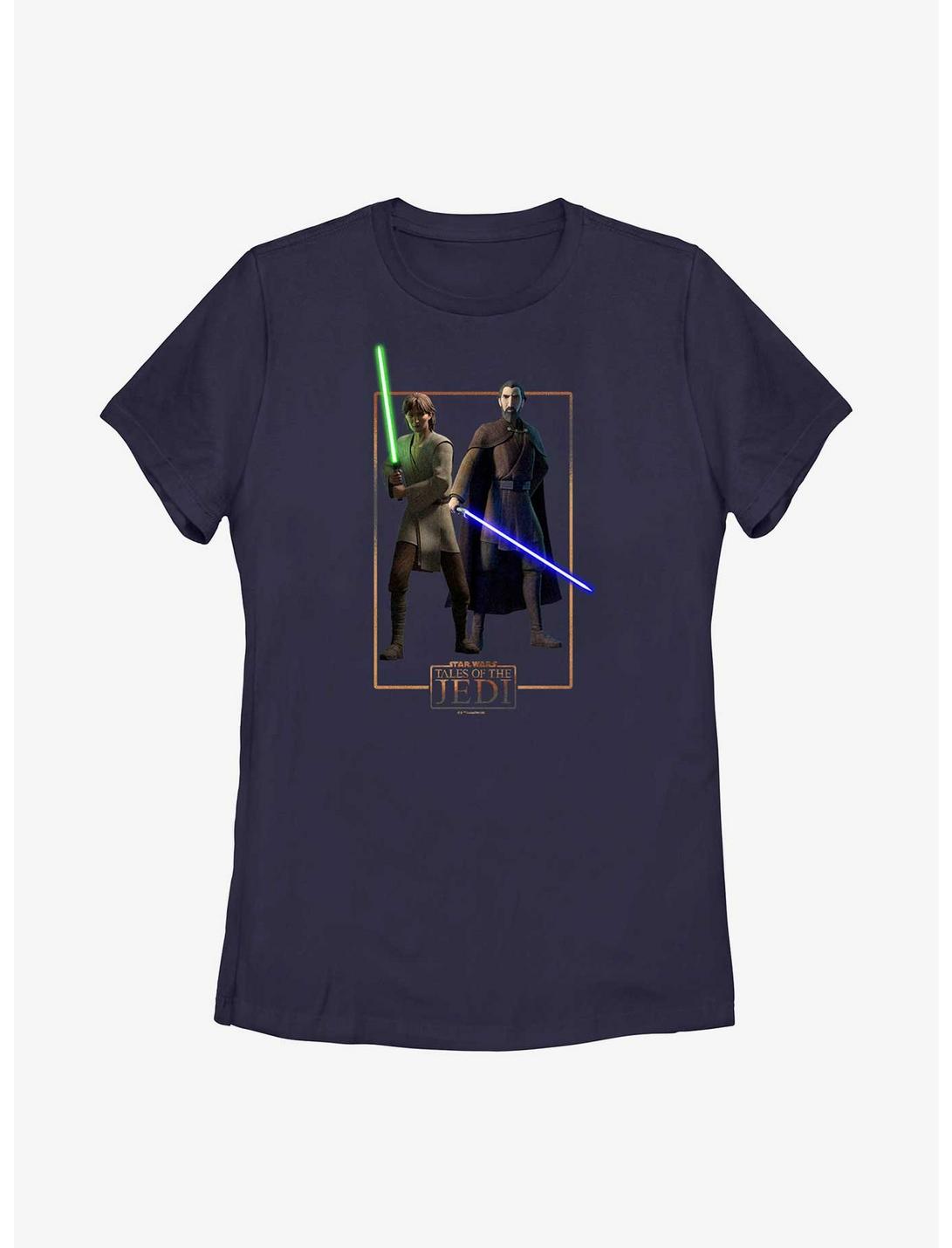 Star Wars: Tales of the Jedi Count Dooku and Qui-Gon Jinn Womens T-Shirt, NAVY, hi-res