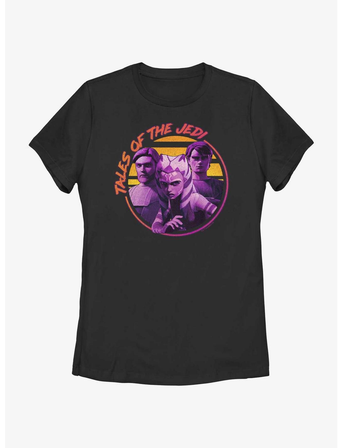 Star Wars: Tales of the Jedi Sunset Tales Ahsoka, Obi-Wan and Anakin Womens T-Shirt, BLACK, hi-res