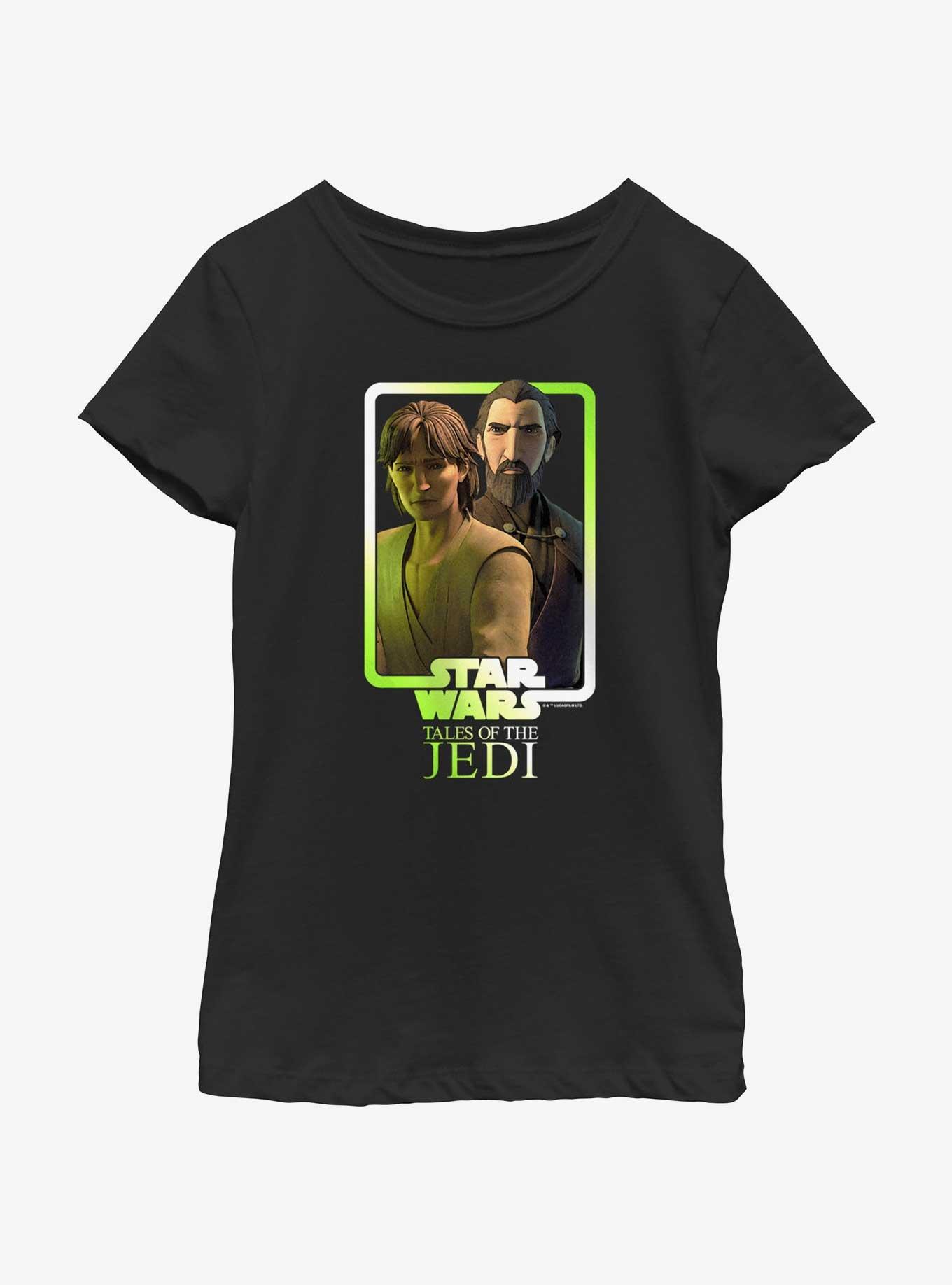 Star Wars: Tales of the Jedi Master and Apprentice Count Dooku and Qui-Gon Jinn Youth Girls T-Shirt, BLACK, hi-res