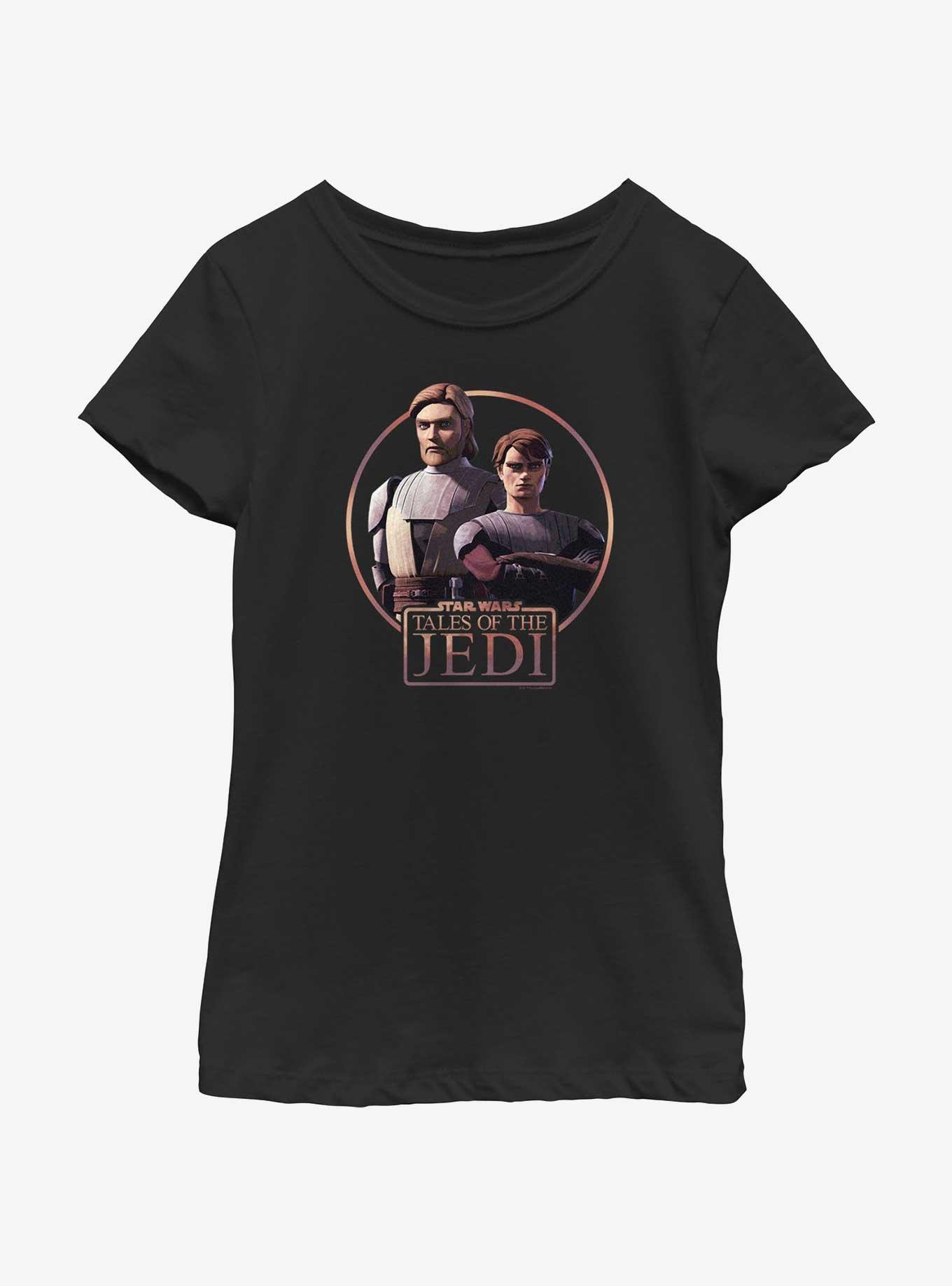 Star Wars: Tales of the Jedi Obi-Wan Kenobi and Anakin Skywalker Youth Girls T-Shirt, BLACK, hi-res