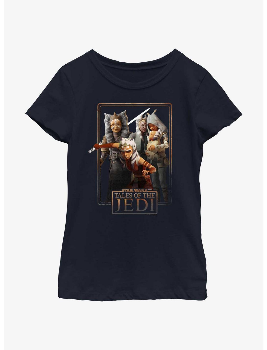 Star Wars: Tales of the Jedi Togruta Family Poster Youth Girls T-Shirt, NAVY, hi-res