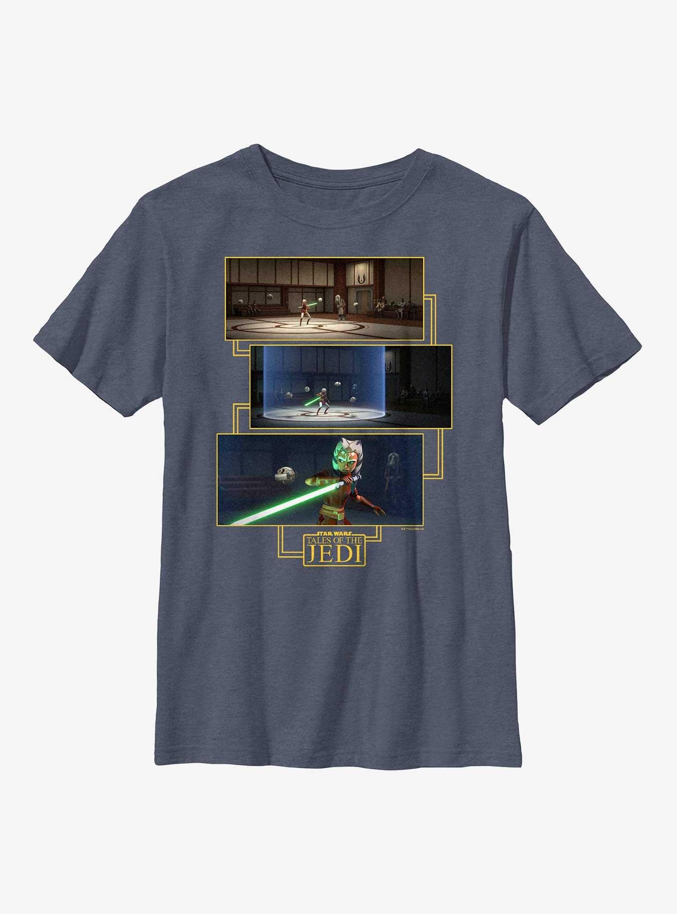 Star Wars: Tales of the Jedi Ashoka Panels Youth T-Shirt, NAVY HTR, hi-res